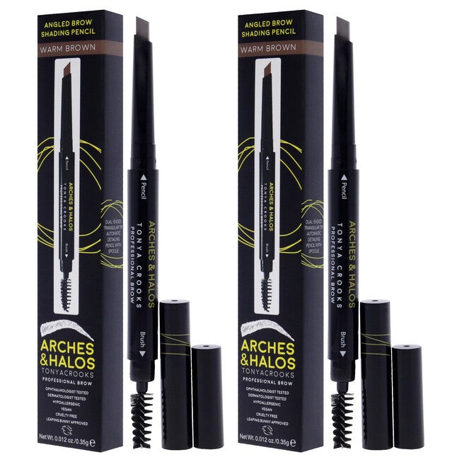 Angled Brow Shading Pencil - Warm Brown by Arches and Halos for Women - 0.012 oz Eyebrow Pencil - Pack of 2, , alternate image number null