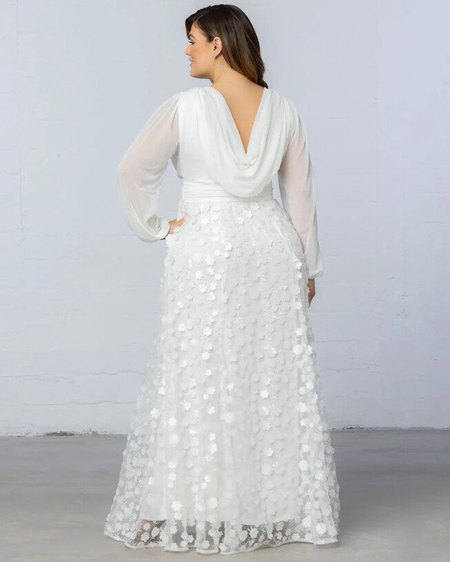 Enchanted Garden Long Sleeve Wedding Gown, Ivory Blossoms, alternate image number null
