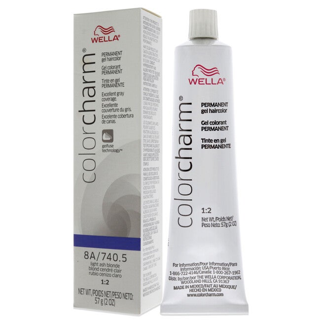 Color Charm Permanent Hair Color Gel - 740.5 8A Light Ash Blonde by Wella for Unisex - 2 oz Hair Color, NA, alternate image number null