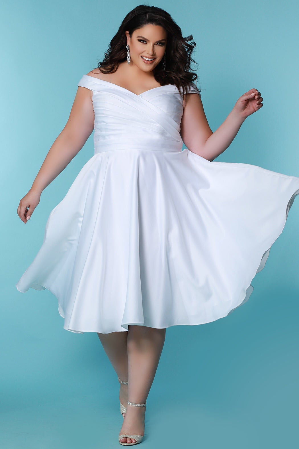 Perfectly Posh Satin Tea Length Pary Dress