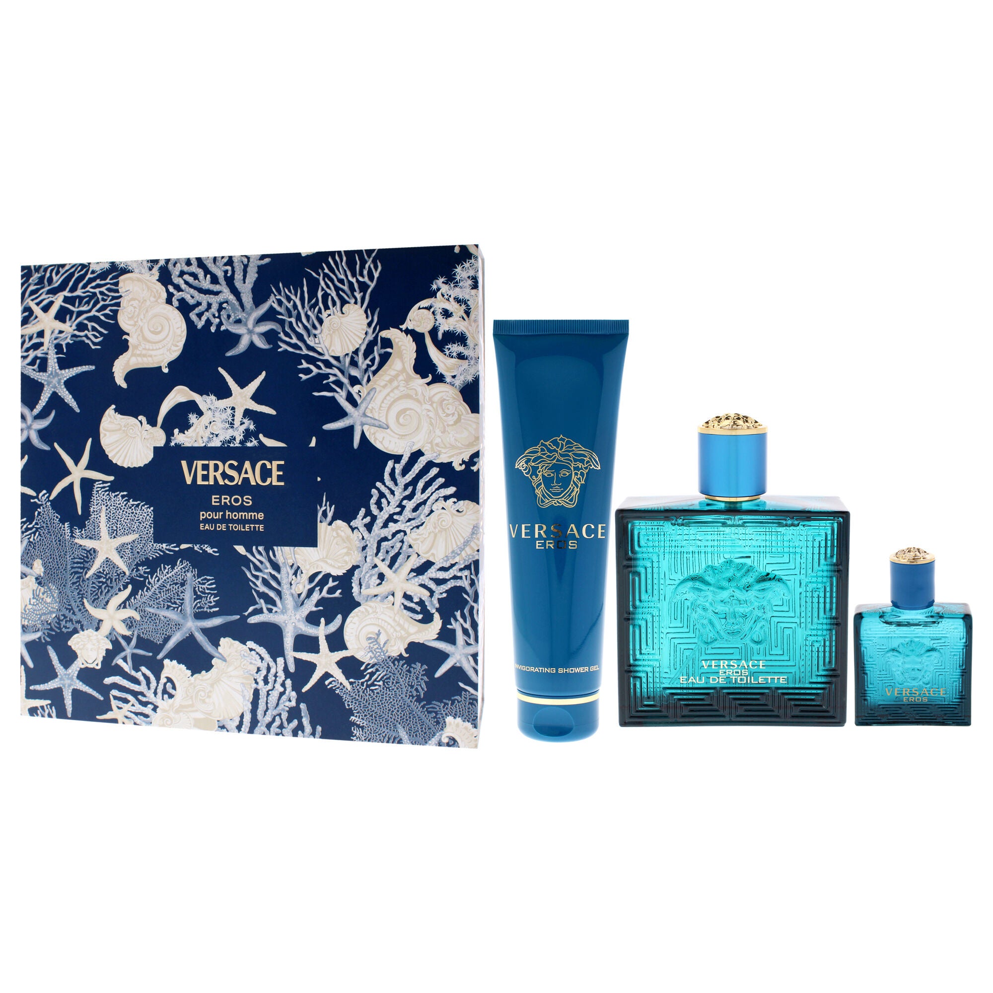 Versace Eros by Versace for Men - 3 Pc Gift Set 3.4oz EDT Spray, 0.17oz EDT Spray Vial (Mini), 5oz Shower Gel, Clear, alternate image number 3