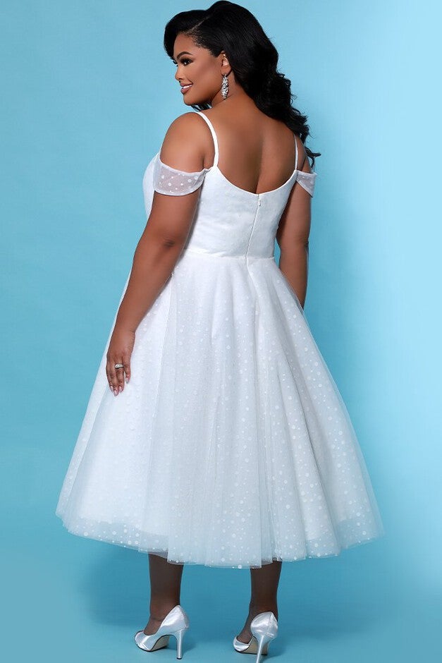 Blossom Wedding Dress Dotted Swiss Plus Size Tea-Length Gown, , alternate image number 1