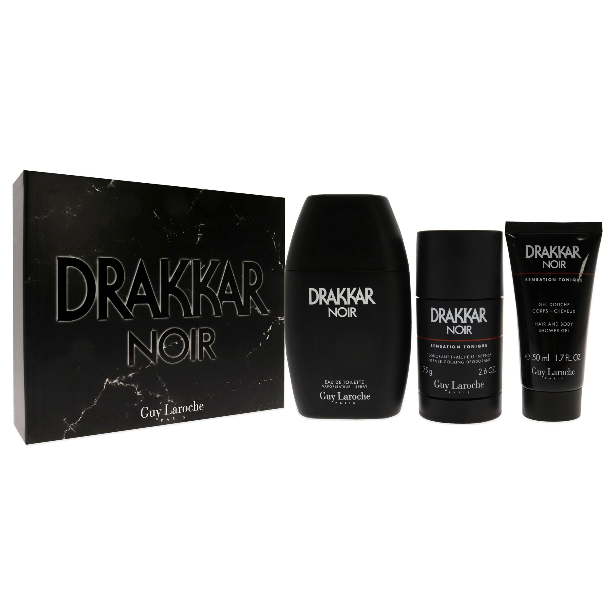 Drakkar Noir by Guy Laroche for Men - 3 Pc Gift Set 3.4oz EDT Spray, 2.6oz Deodorant Stick, 1.7oz Shower Gel, See Description, alternate image number 2
