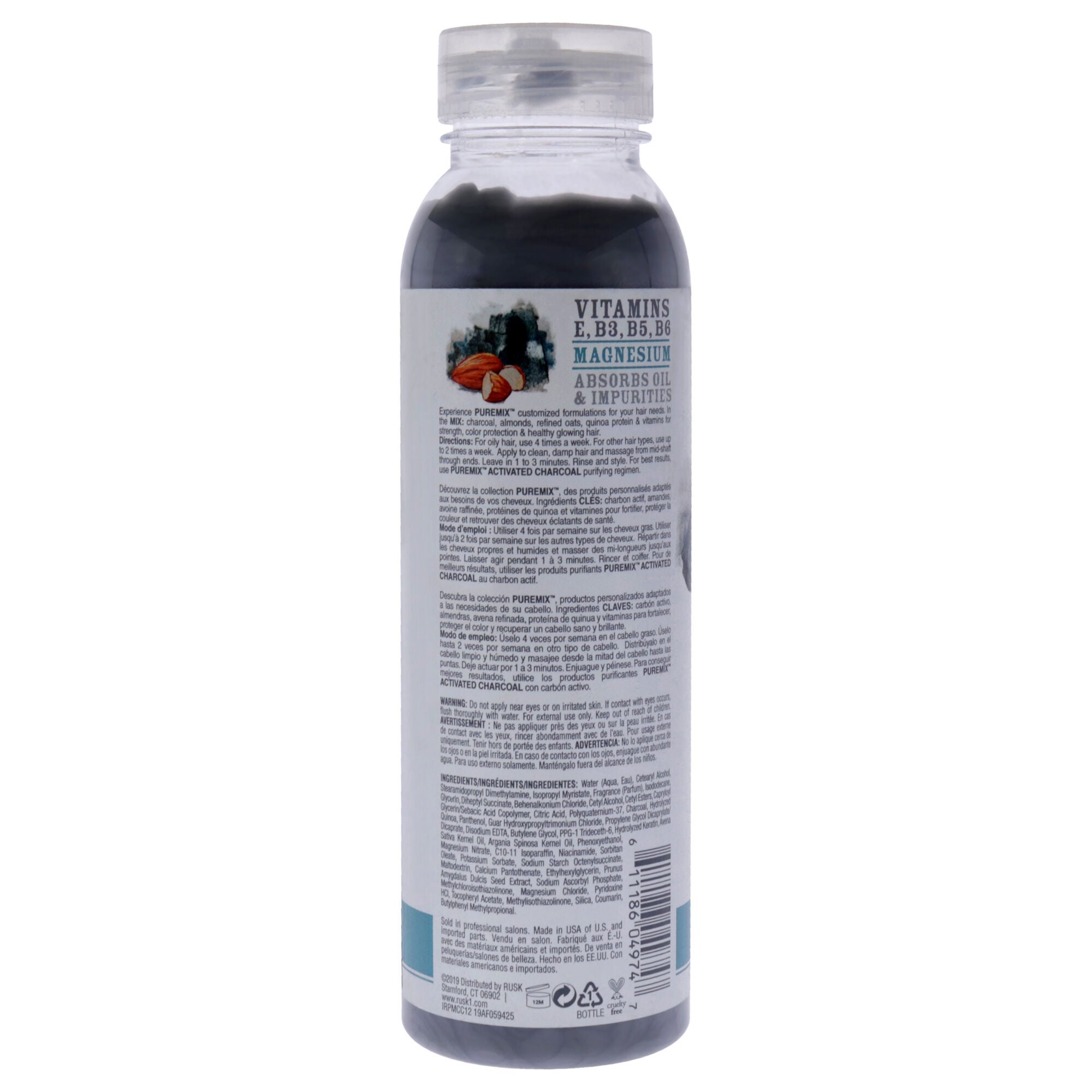 Puremix Activated Charcoal Purifying Conditioner by Rusk for Unisex - 12 oz Conditioner, Black, alternate image number 1