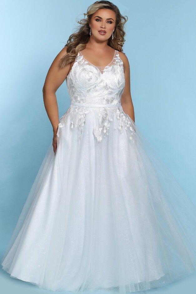 Celine Bridal Gown A-line Plus Size Glitter Wedding Dress | Woman Within Celine Bridal Gown A-line Plus Size Glitter Wedding Dress | Woman Within