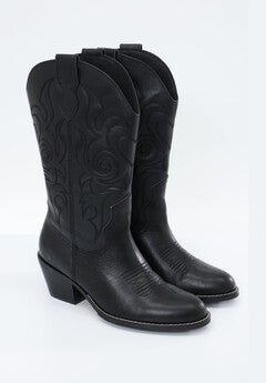 Dolly Western Embroidered Leather Mid Calf Boots