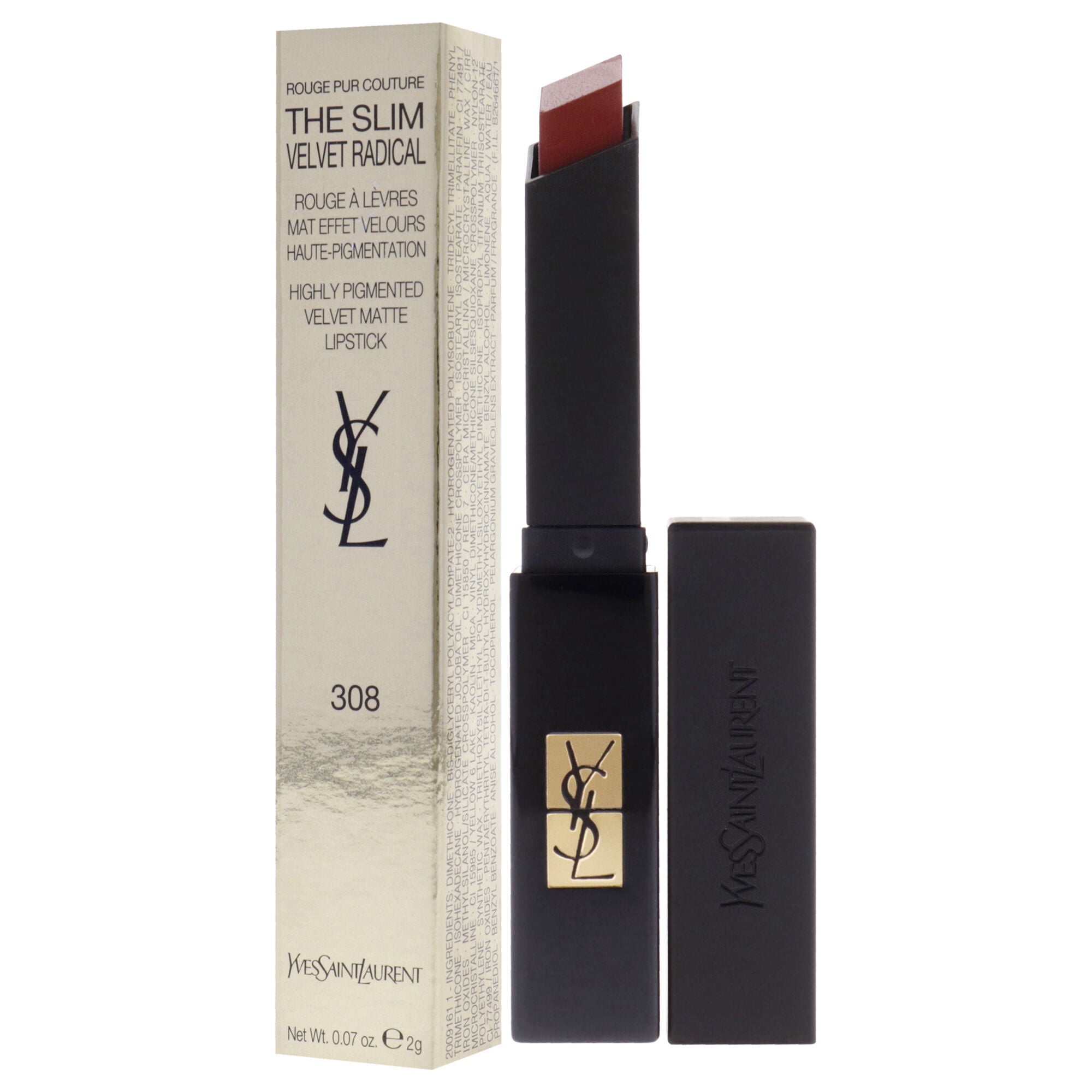 The Slim Velvet Radical Matte Lipstick - 308 Radical Chili by Yves Saint Laurent for Women - 0.07 oz Lipstick, See Description, alternate image number 3
