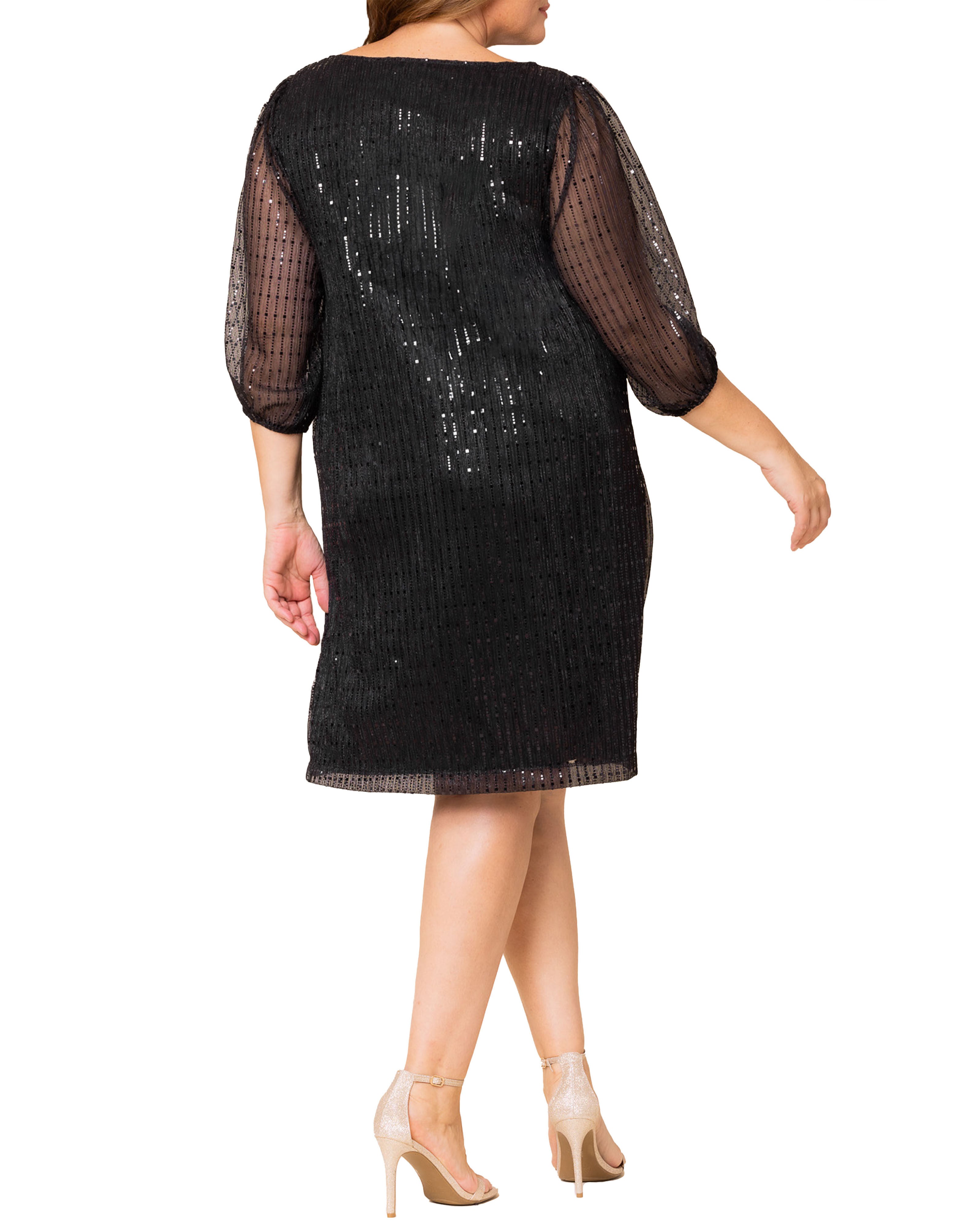 SEQUIN SPLENDOR SHIFT DRESS, ONYX / Black, alternate image number 2