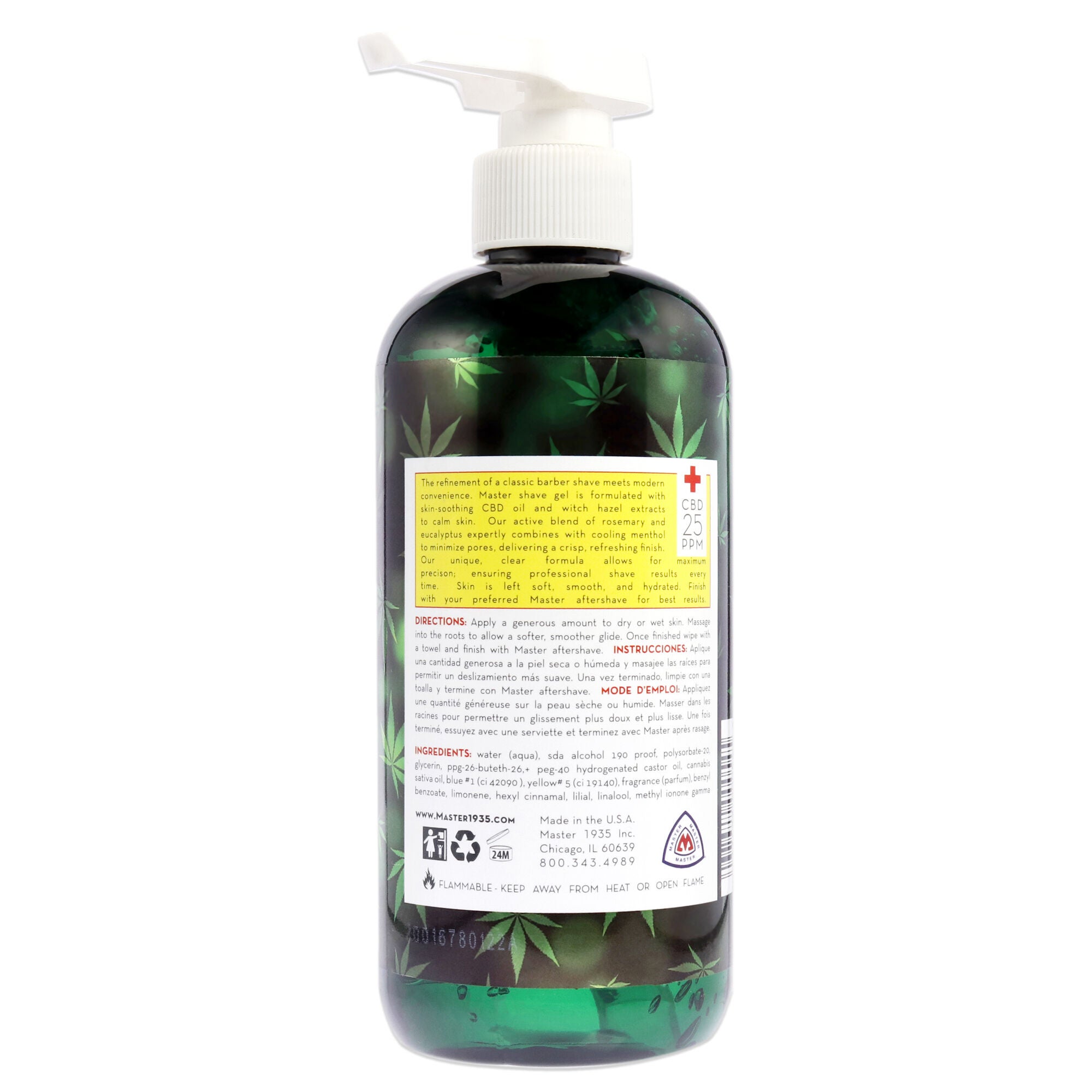 Cannabis Sativa Oil Shave Gel by Master Well Comb for Men - 16 oz Gel, , alternate image number 3