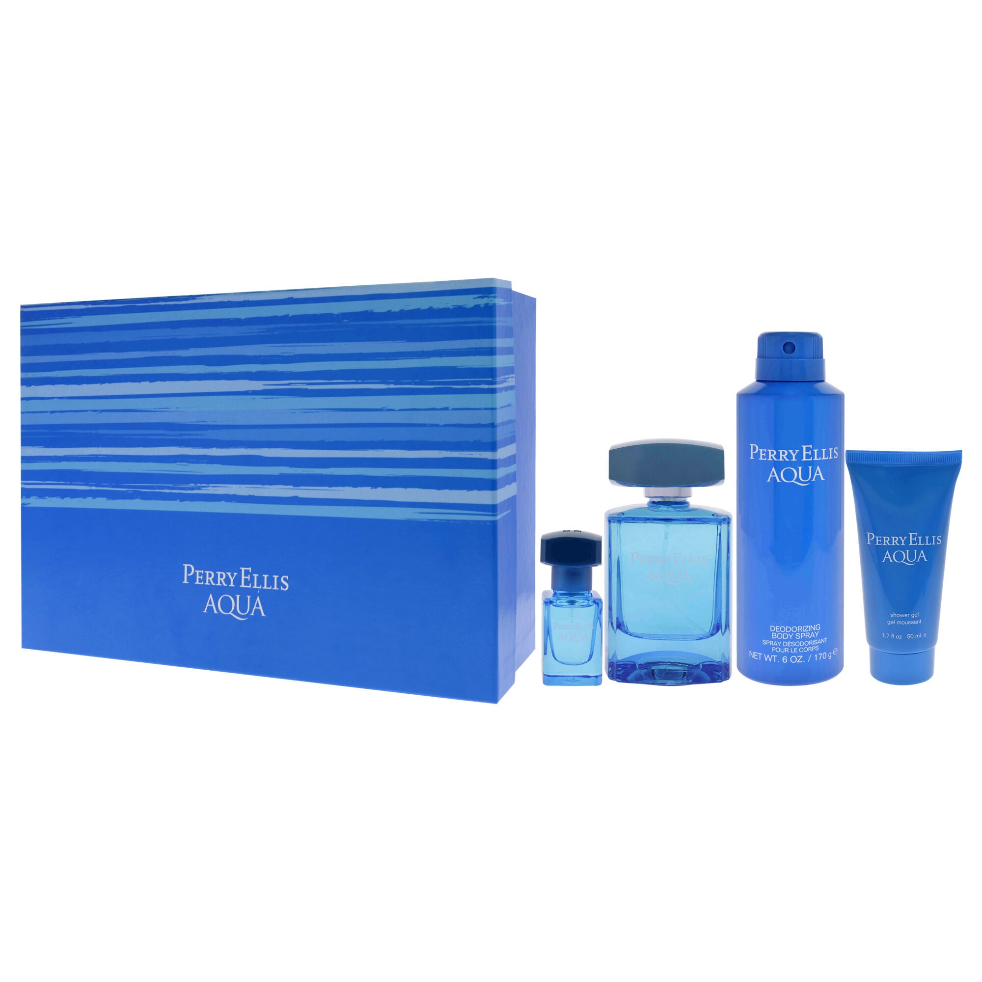 Perry Ellis Aqua by Perry Ellis for Men - 4 Pc Gift Set 3.4oz EDT Spray, 0.25oz EDT Spray, 6oz Deodorizing Body Spray, 1.7oz Shower Gel, , alternate image number 8