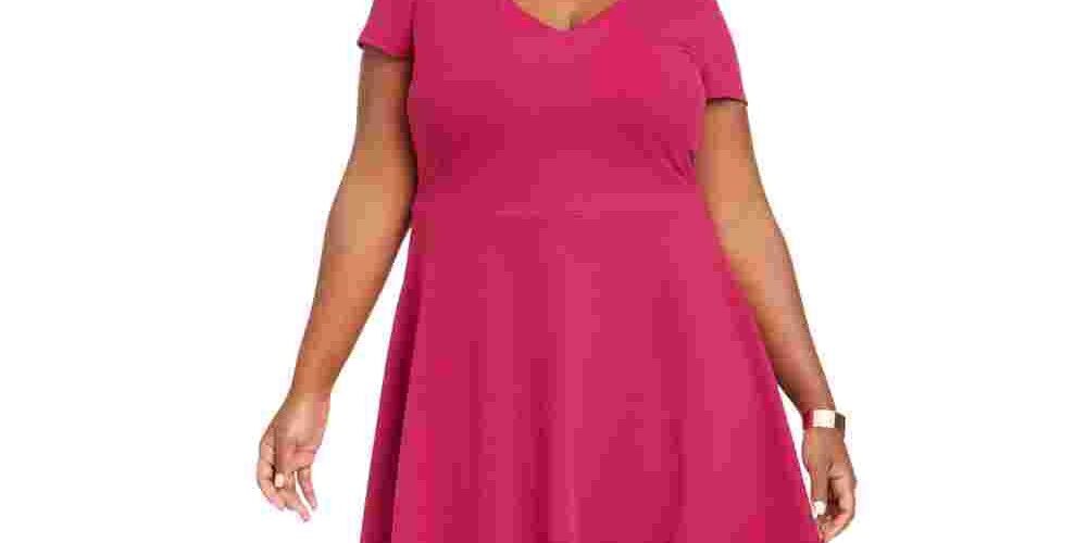 B Darlin Women's Trendy Plus Size Bow-Back Skater Dress Dark Purple Size 14, , alternate image number 3