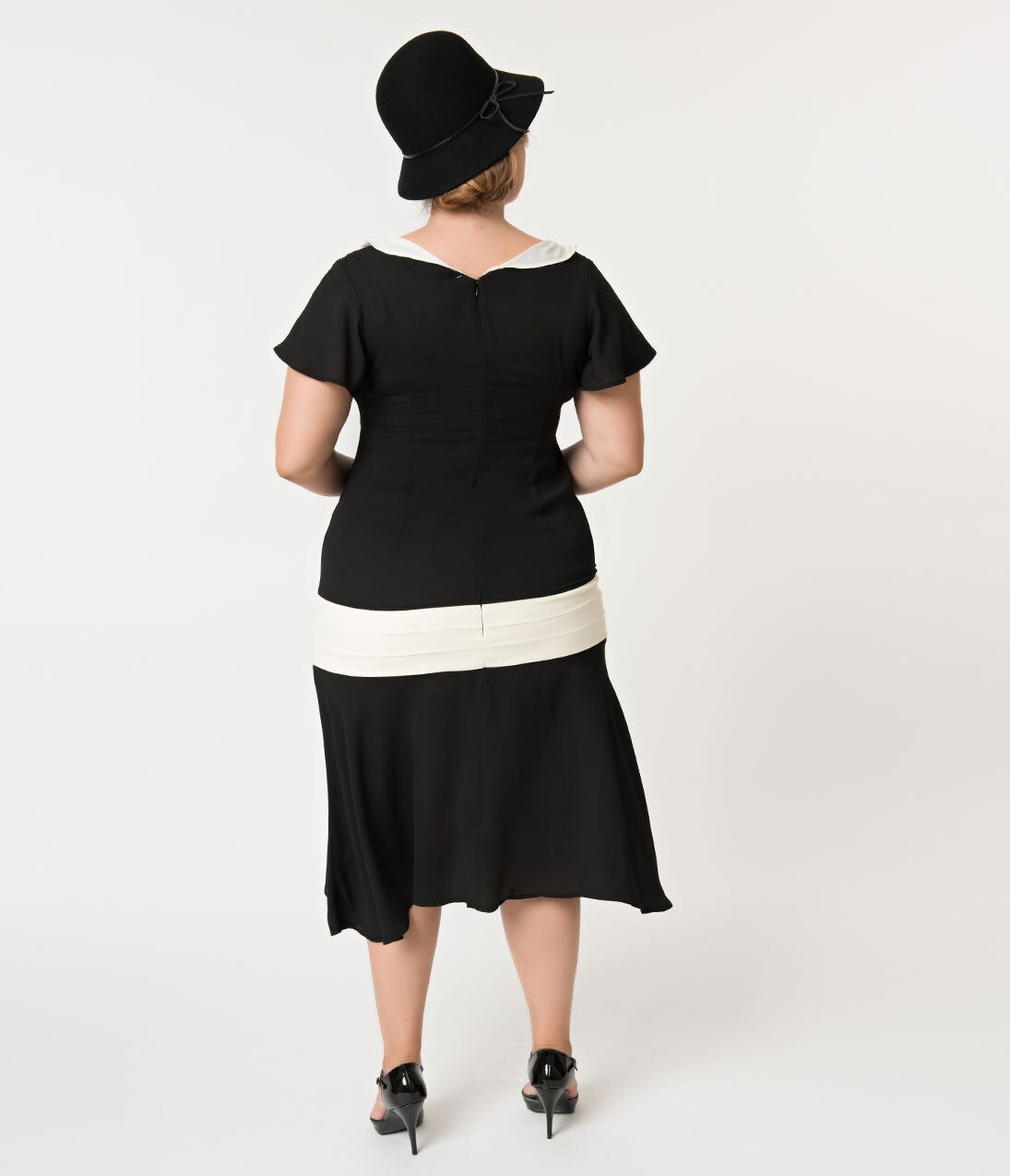 Unique Vintage 1920s Black & Cream Wilshire Flapper Day Dress, , alternate image number 6