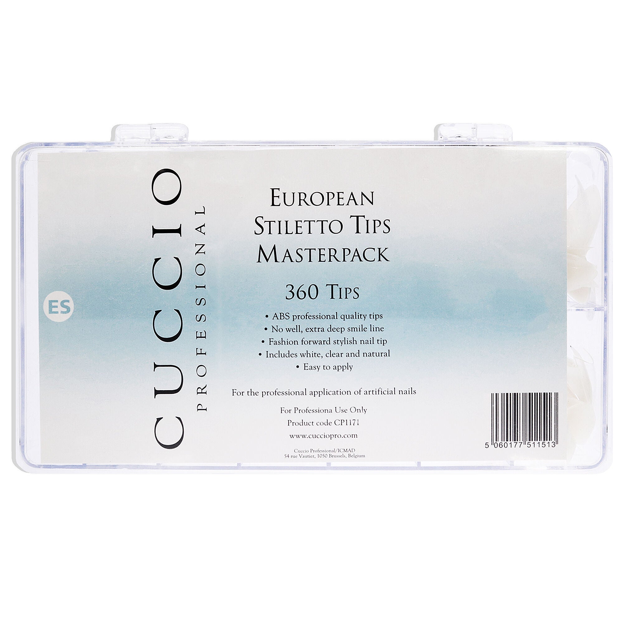 Pro European Stiletto Tips Masterpack by Cuccio Pro for Women - 360 Pc Acrylic Nails, See Description, hi-res image number 0