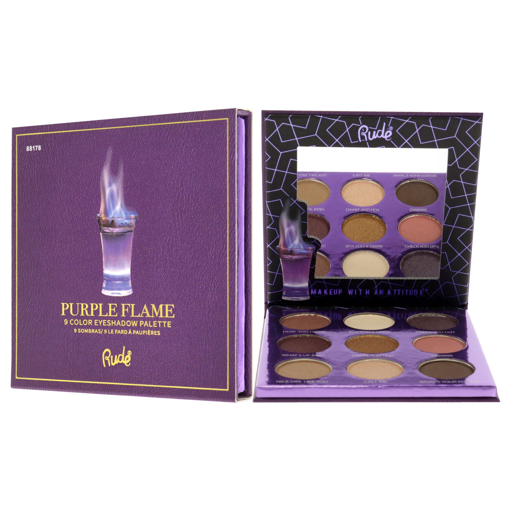 Cocktail Party 9 Eyeshadow Palette - Purple Flame by Rude Cosmetics for Women - 0.39 oz Eye Shadow, , alternate image number 7