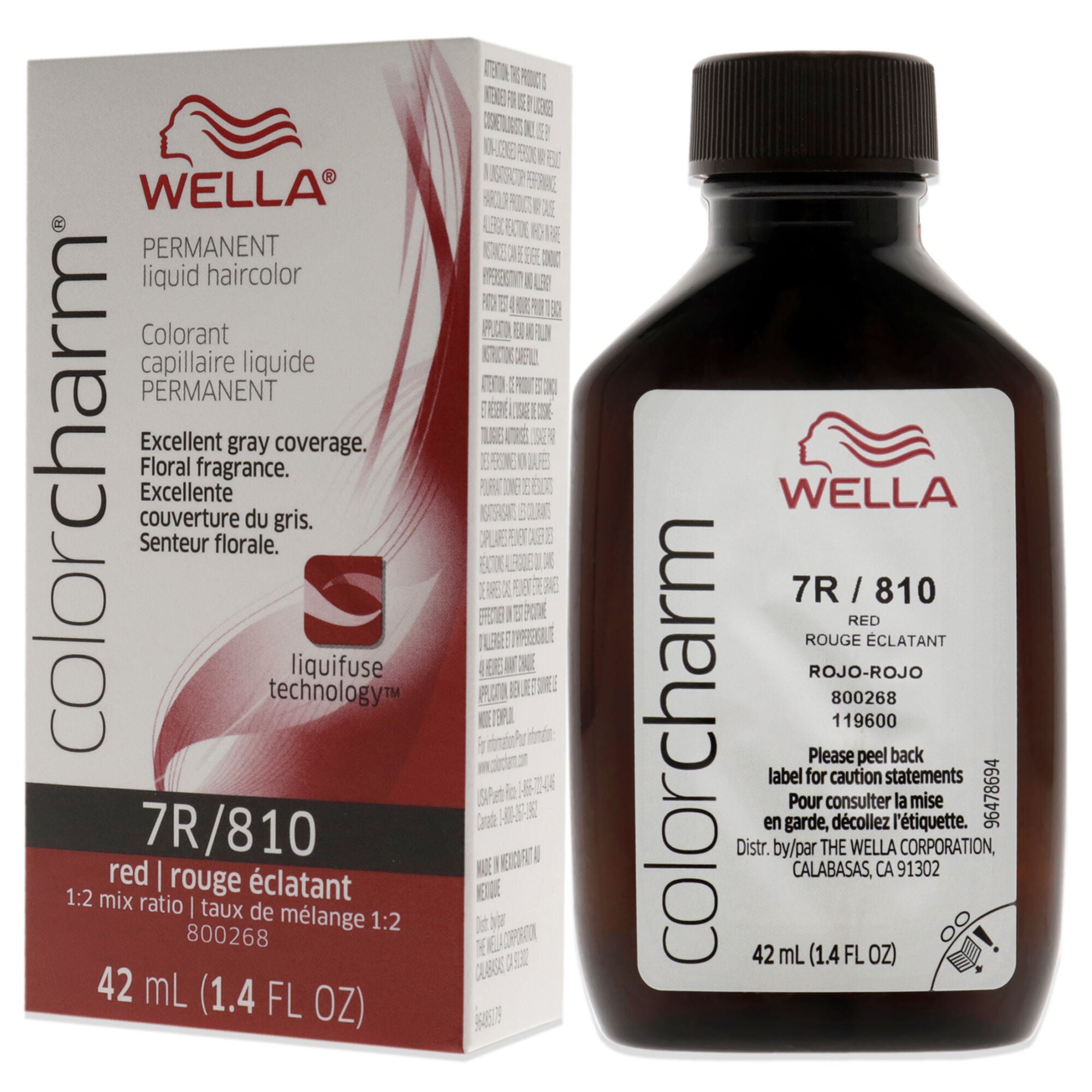 Color Charm Permanent Liquid Hair Color - 810 7R Red Red Intensifier by Wella for Unisex - 1.42 oz Hair Color, See Description, alternate image number 3
