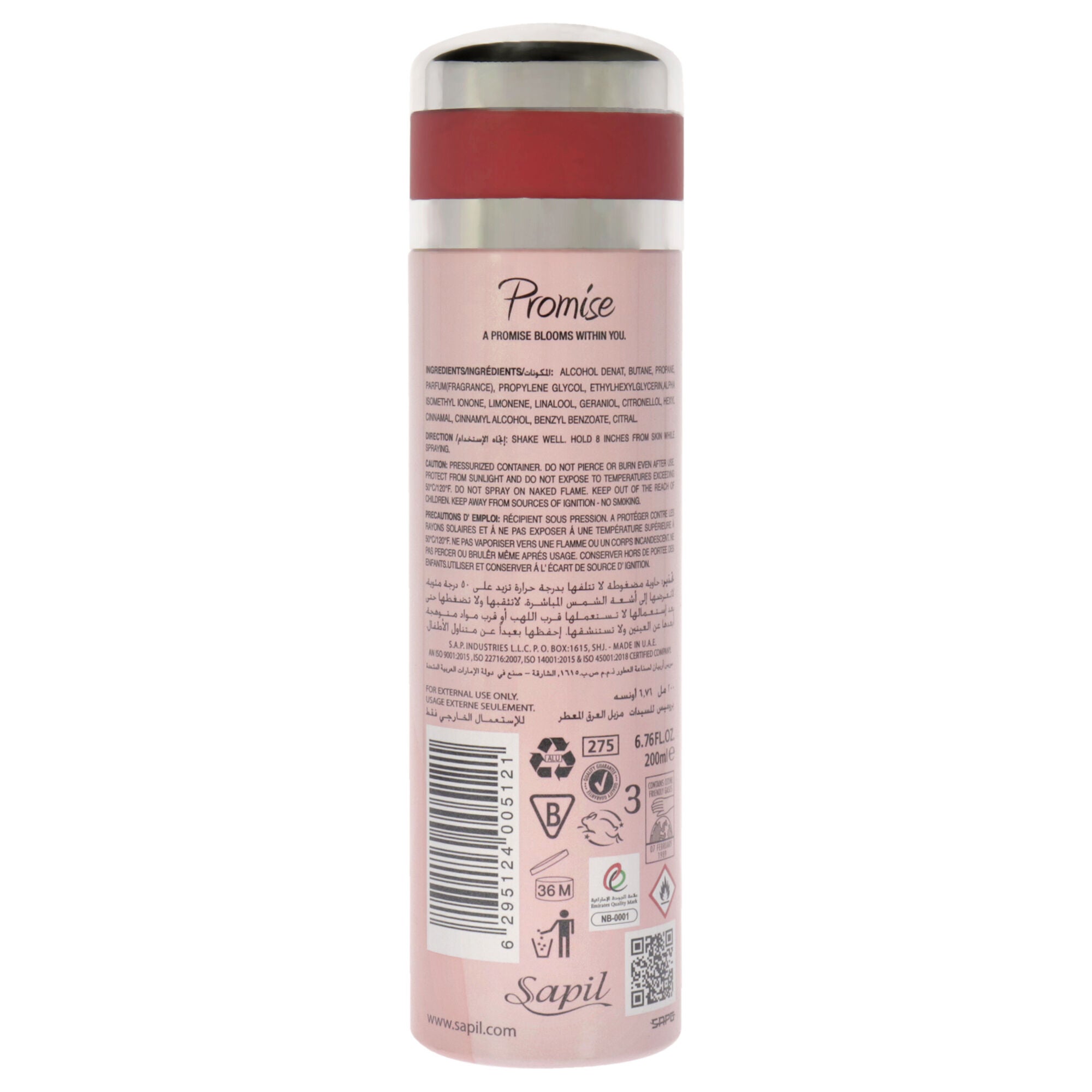 Promise by Sapil for Women - 6.76 oz Deodorant Spray, See Description, alternate image number 2