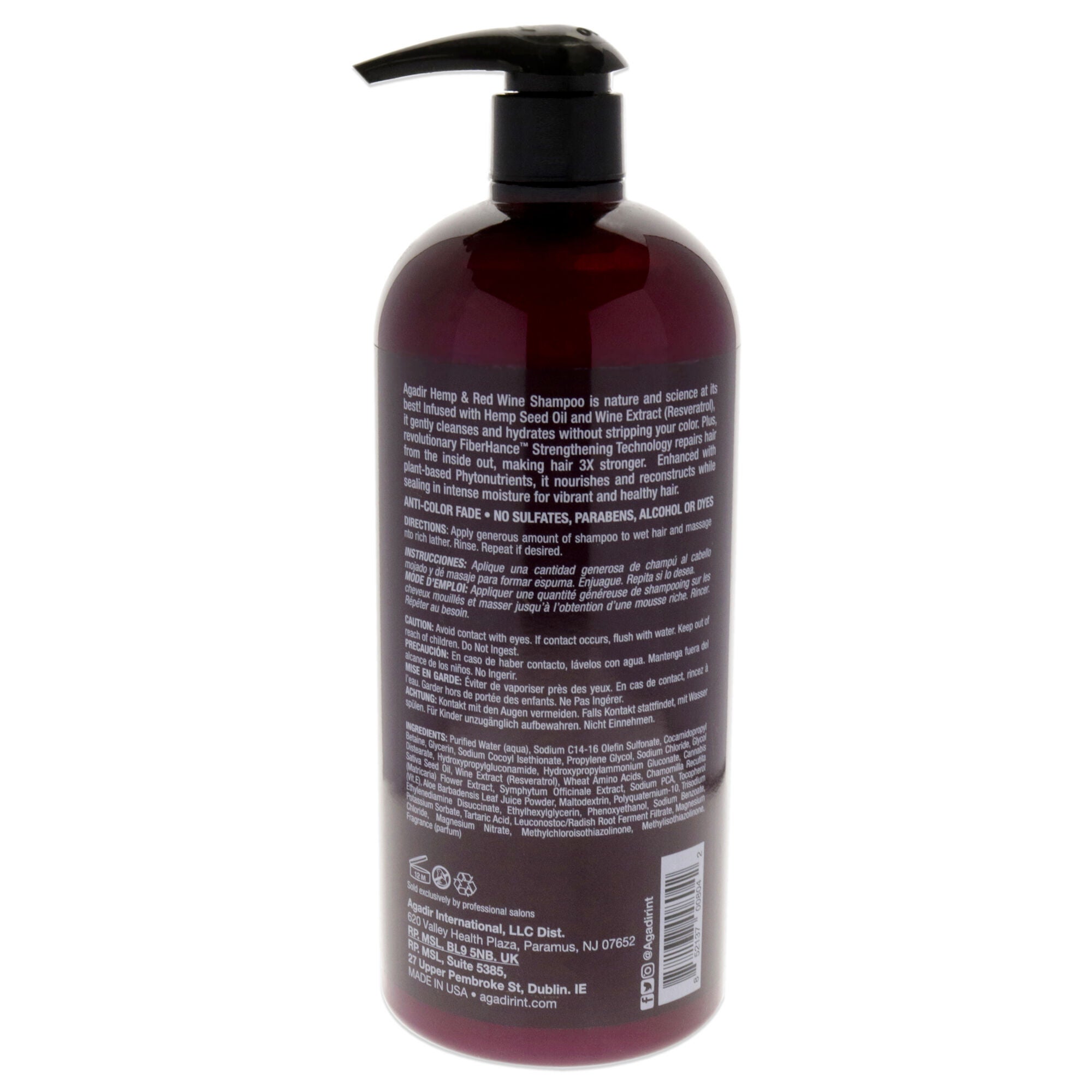 Hemp and Red Wine Moisturizing Shampoo by Agadir for Unisex - 33.8 oz Shampoo, , alternate image number 4