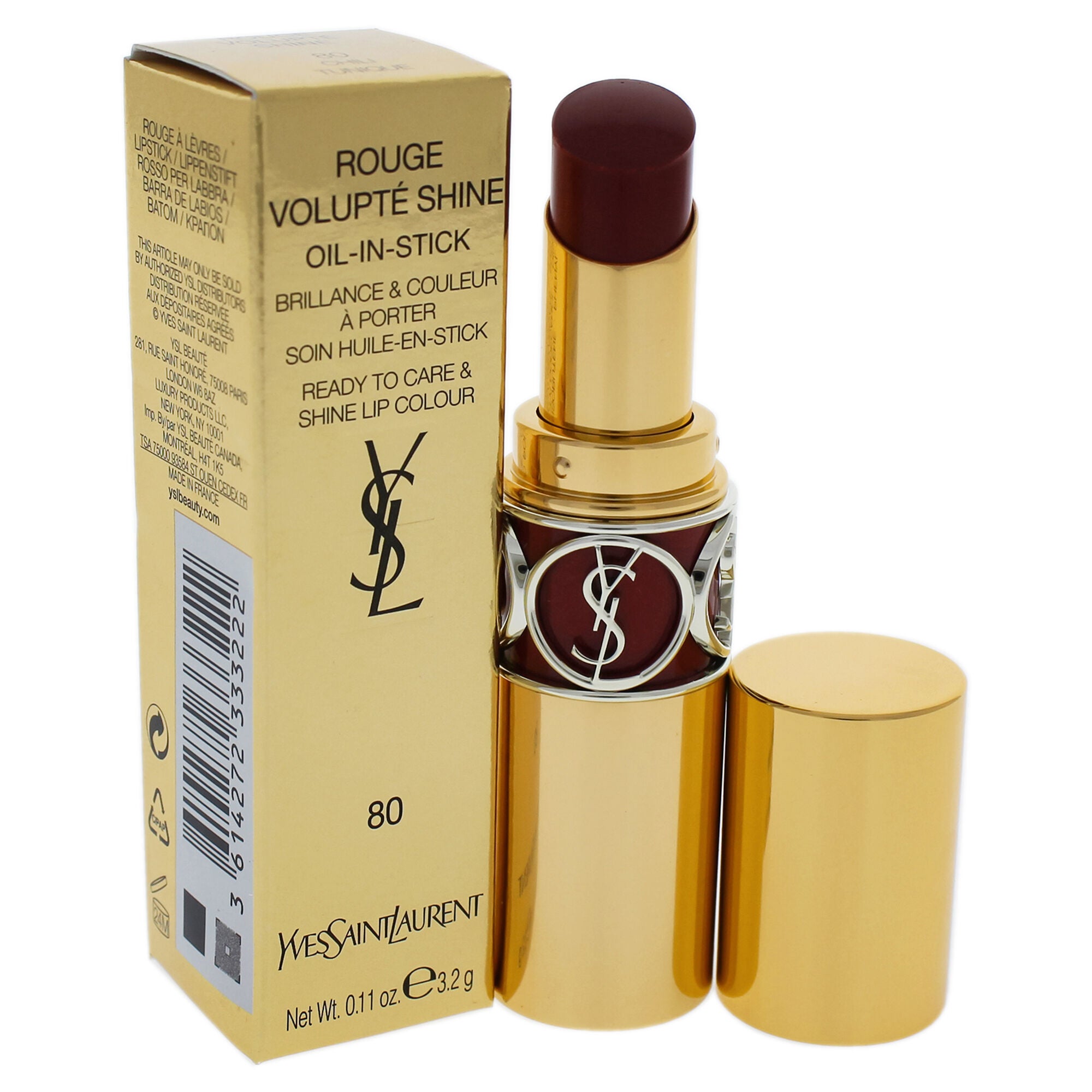 Rouge Volupte Shine Oil-In-Stick Lipstick - 80 Chili Tunique by Yves Saint Laurent for Women - 0.11 oz Lipstick, See Description, alternate image number 2