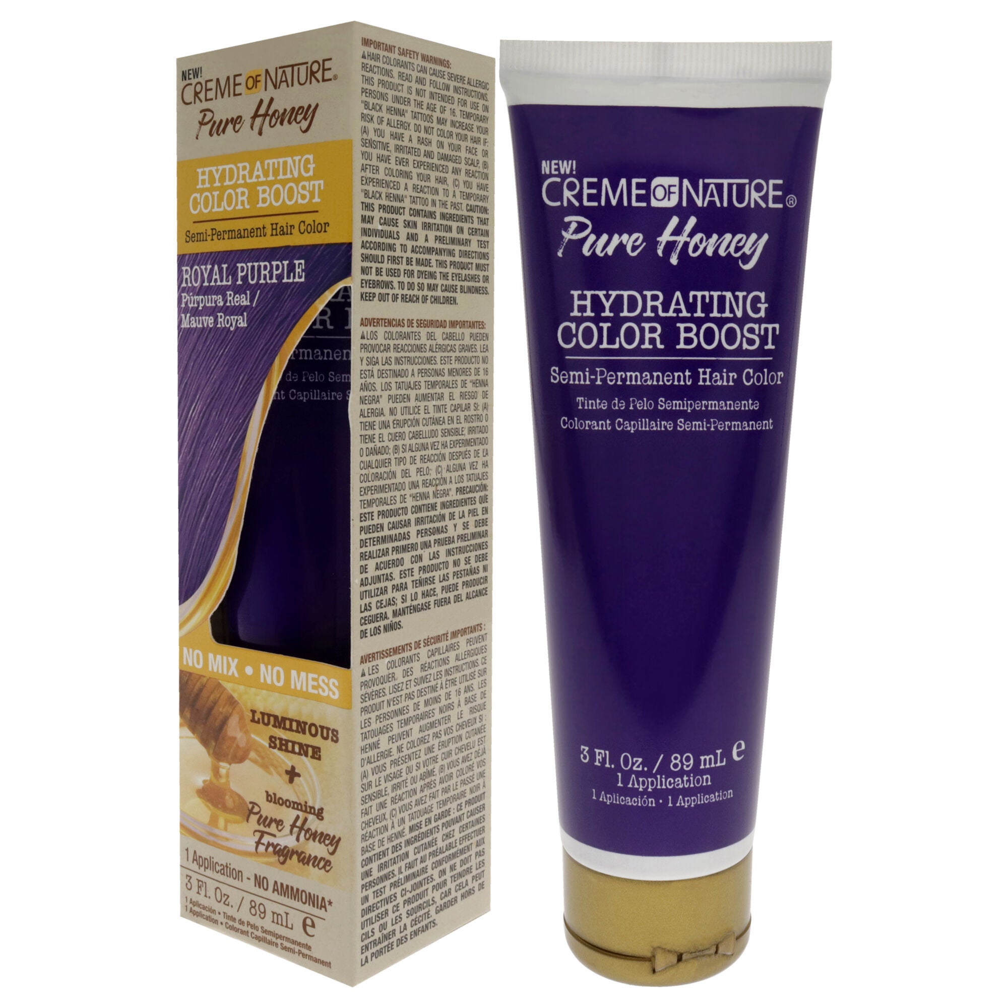 Pure Honey Hydrating Color Boost Semi-Permanent Hair Color - Royal Purple by Creme of Nature for Unisex - 3 oz Hair Color, See Description, alternate image number 2