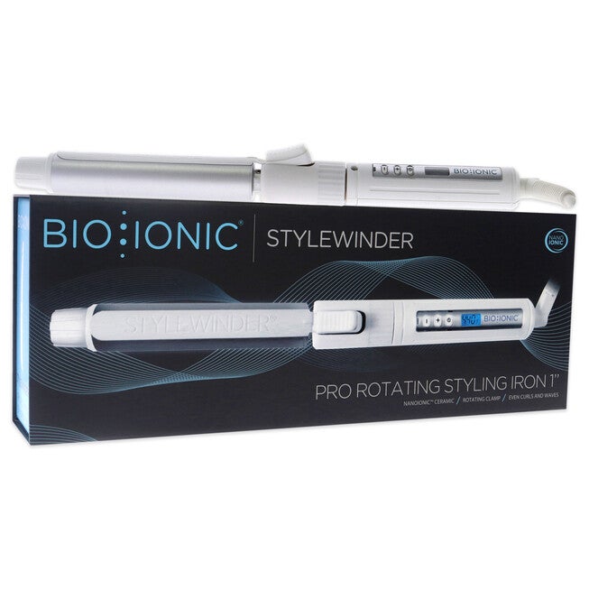 StyleWinder Pro Rotating Styling Iron - White by Bio Ionic for Women - 1 Inch Flat Iron, NA, alternate image number null