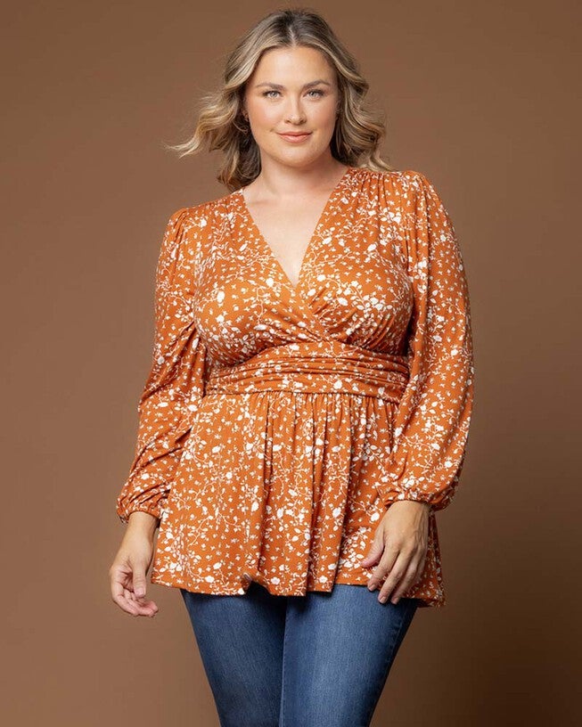 Leah Long Sleeve Tunic Top, Amber Vining Florals, hi-res image number null