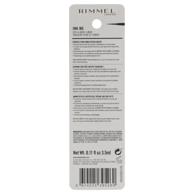 Ink Me Eyes and Body - 001 Pitch Black by Rimmel London for Women - 0.11 oz Eyeliner, See Description, alternate image number 2
