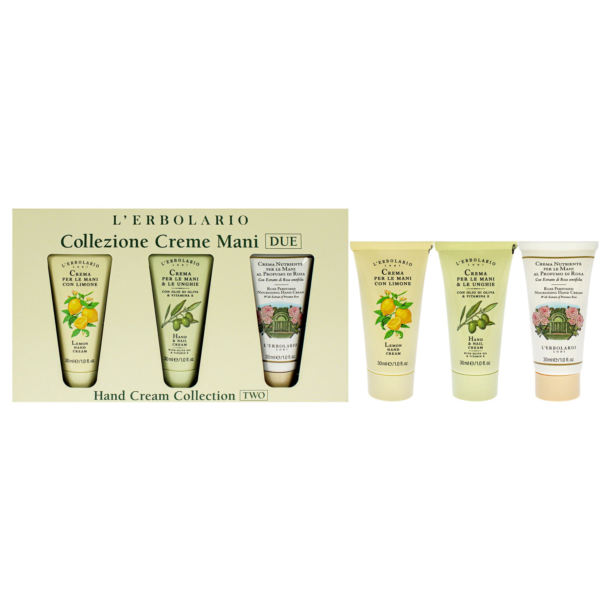 Hand Cream Collection Two by LErbolario for Unisex - 3 Pc 1oz Hand and Nail Cream, 1oz Perfumed Nourishing Hand Cream - Rose, 1oz Hand Cream - Lemon, See Description, hi-res image number 0