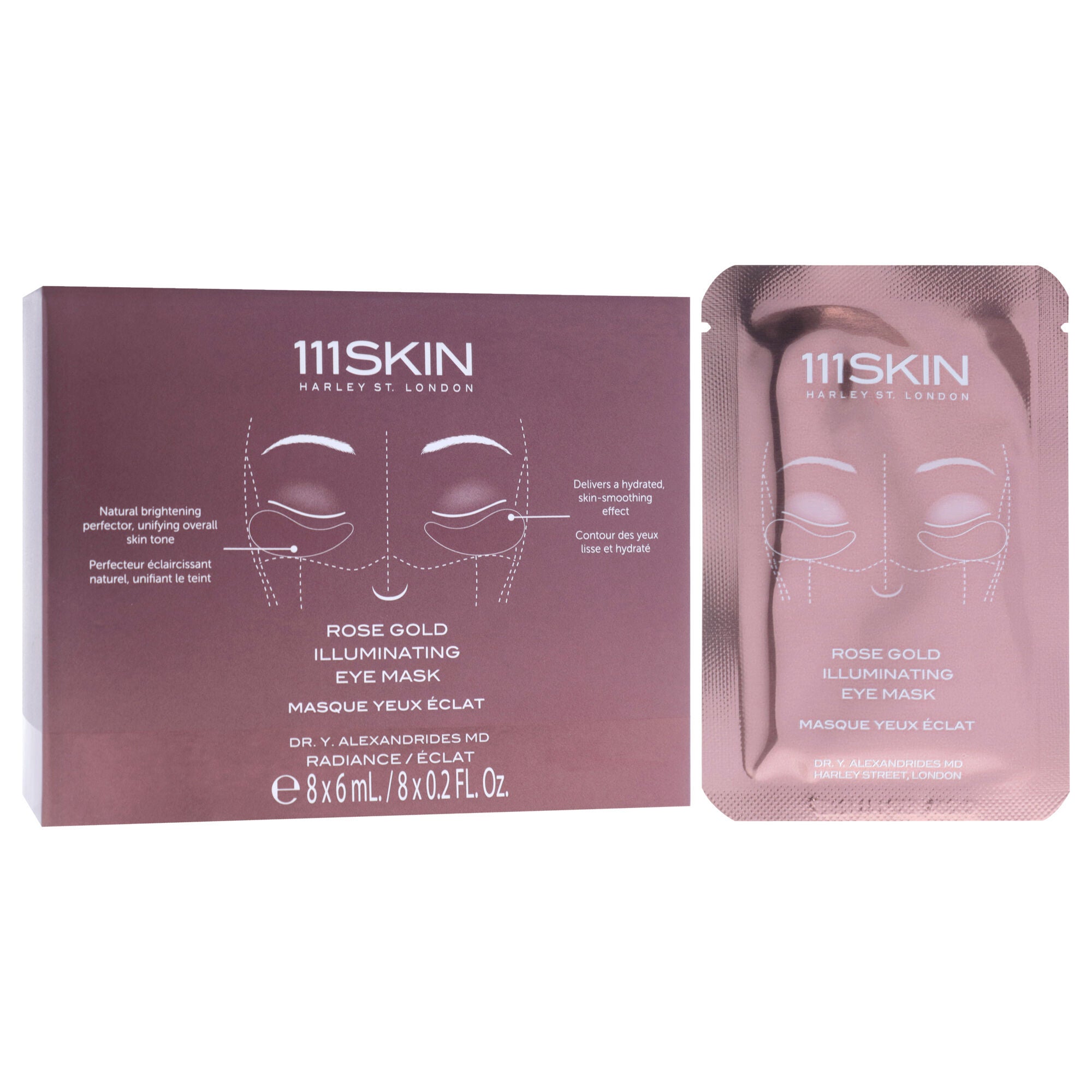 Rose Gold Illuminating Eye Mask by 111Skin for Unisex - 8 Pair Mask, Gold, alternate image number 2