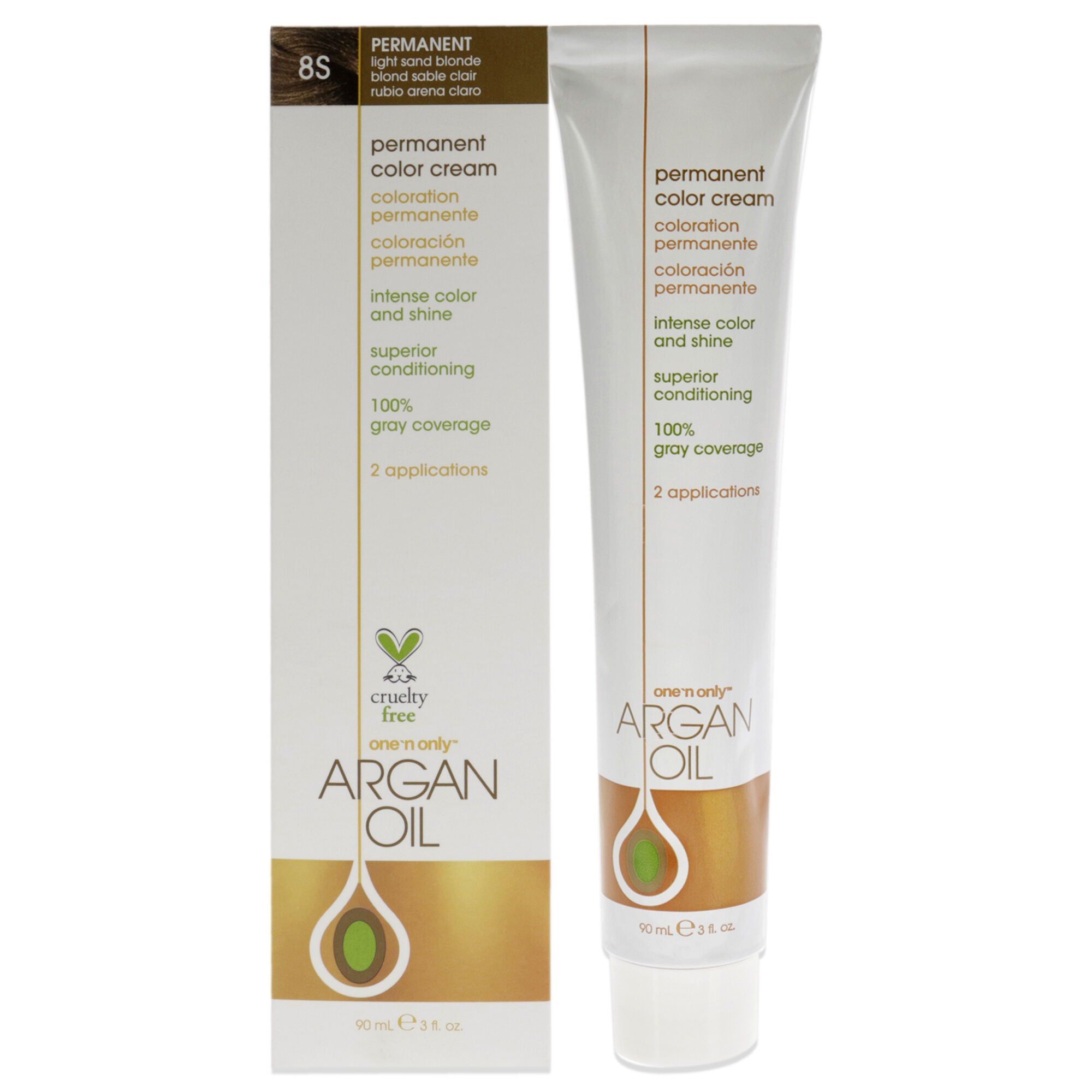 Argan Oil Permanent Color Cream - 8S Light Sand Blonde by One n Only for Unisex - 3 oz Hair Color, See Description, hi-res image number 0