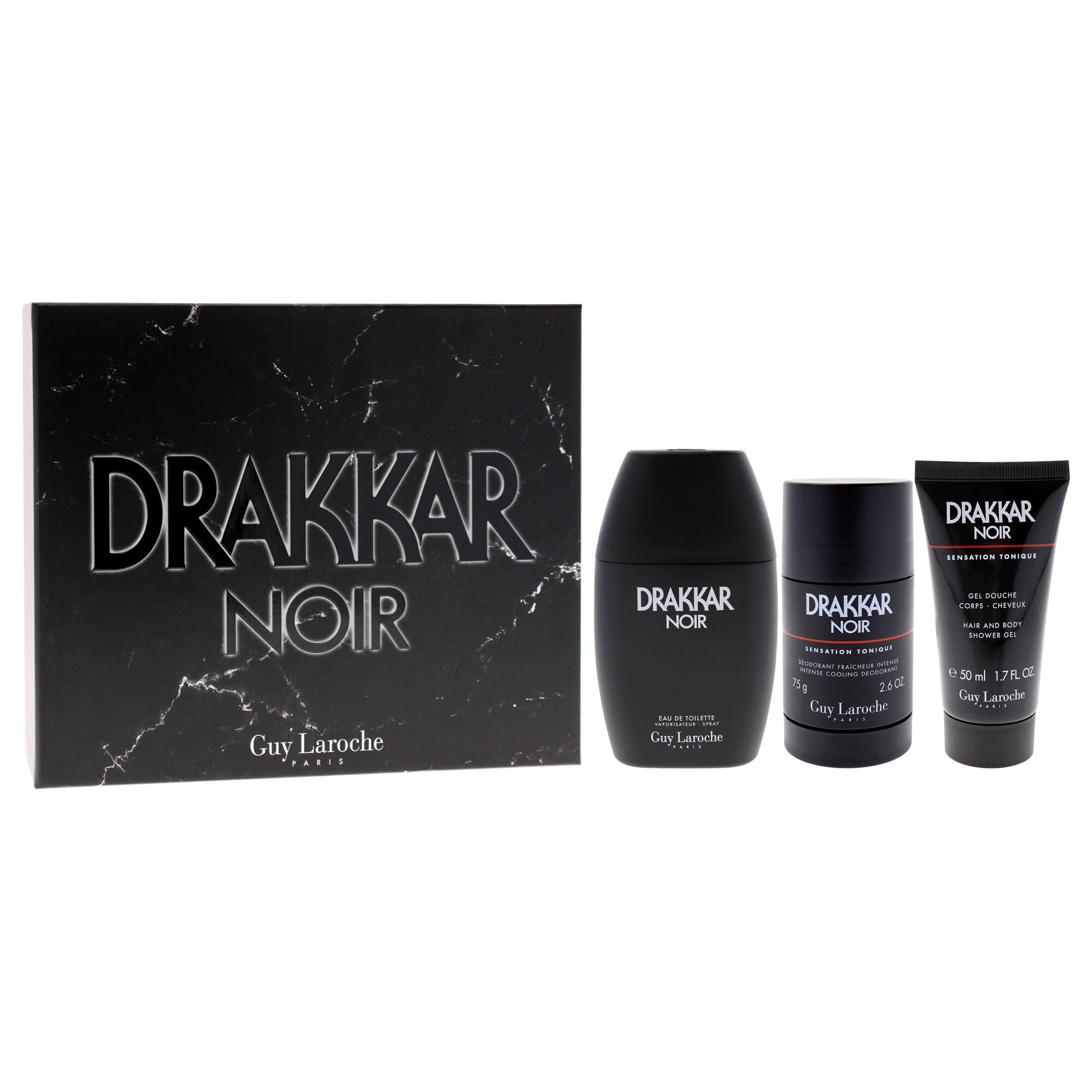 Drakkar Noir by Guy Laroche for Men - 3 Pc Gift Set 3.4oz EDT Spray, 2.6oz Deodorant Stick, 1.7oz Shower Gel, See Description, alternate image number 1