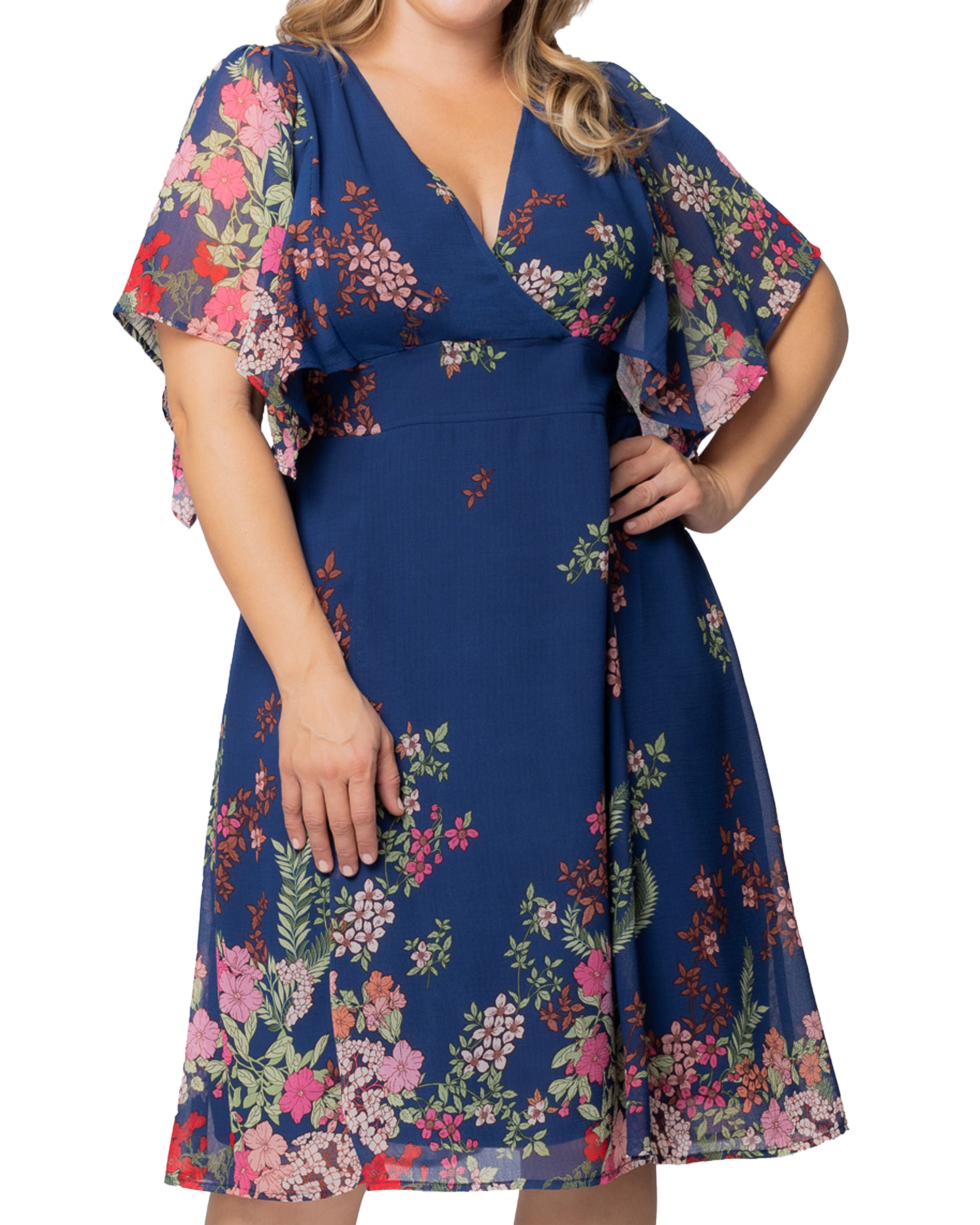 Breezy Border Print Cocktail Dress, TWILIGHT GARDEN BORDER / Royal Blue, alternate image number 2