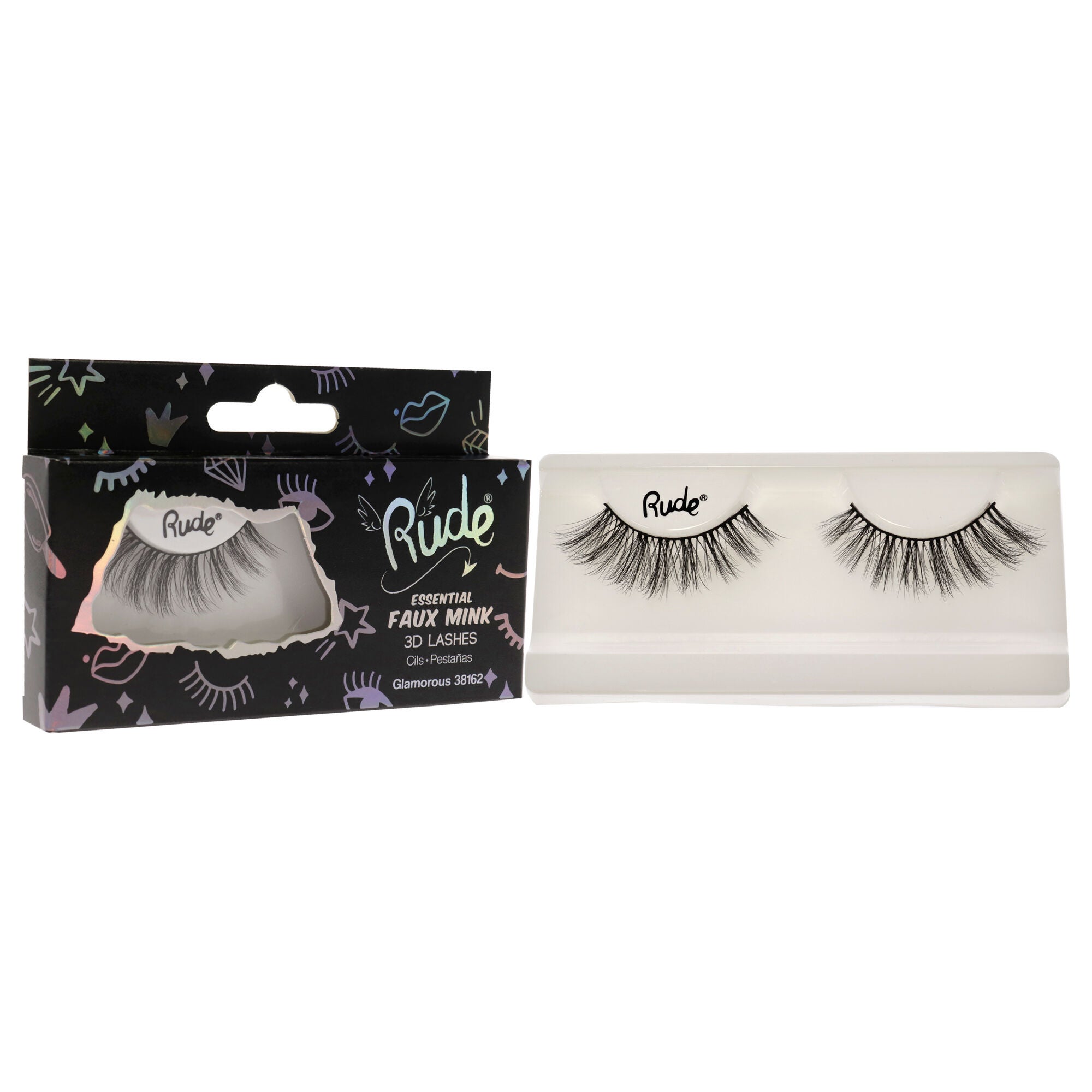 Essential Faux Mink 3D Lashes - Glamorous by Rude Cosmetics for Women - 1 Pc Pair, See Description, alternate image number 2