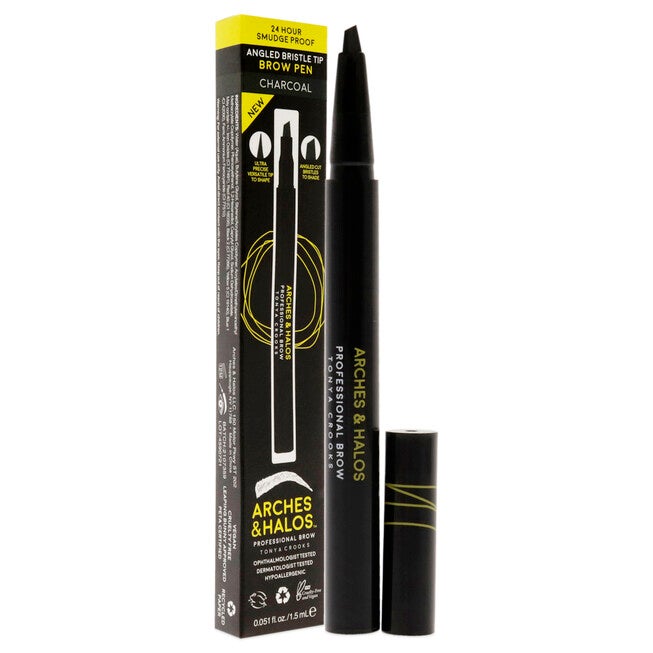 Angled Bristle Tip Waterproof Brow Pen - Charcoal by Arches and Halos for Women - 0.051 oz Eyebrow Pencil, , alternate image number null