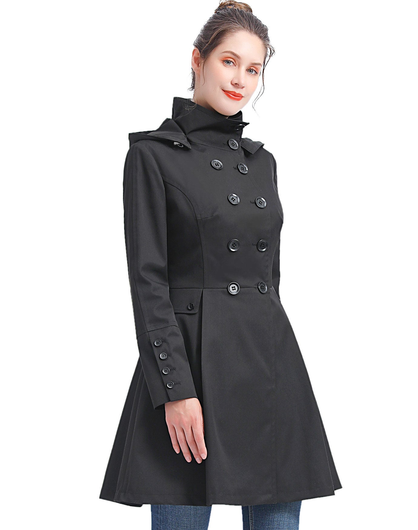 Kayla Waterproof Hooded Mid Length Trench Coat, , alternate image number 5