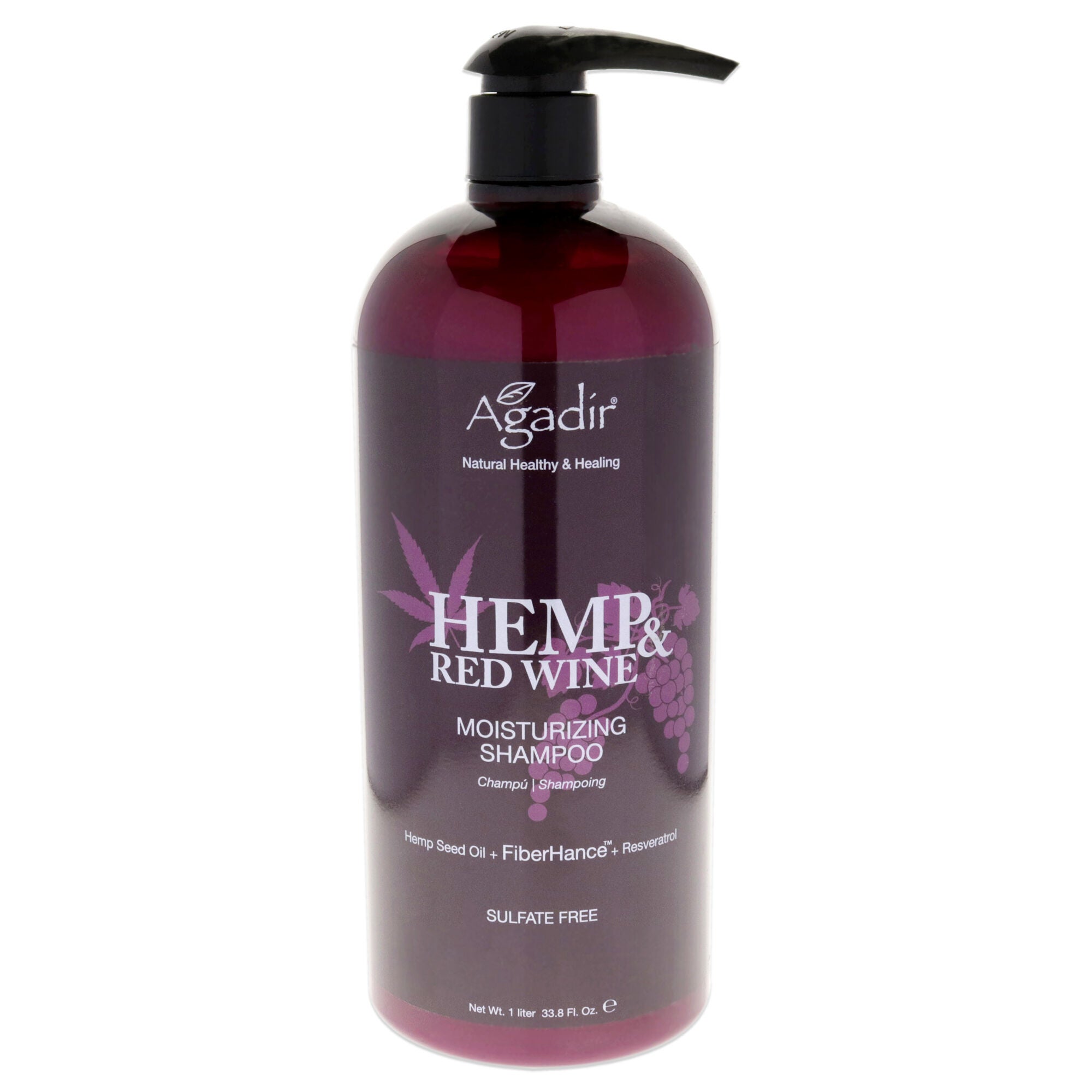 Hemp and Red Wine Moisturizing Shampoo by Agadir for Unisex - 33.8 oz Shampoo, , alternate image number 3