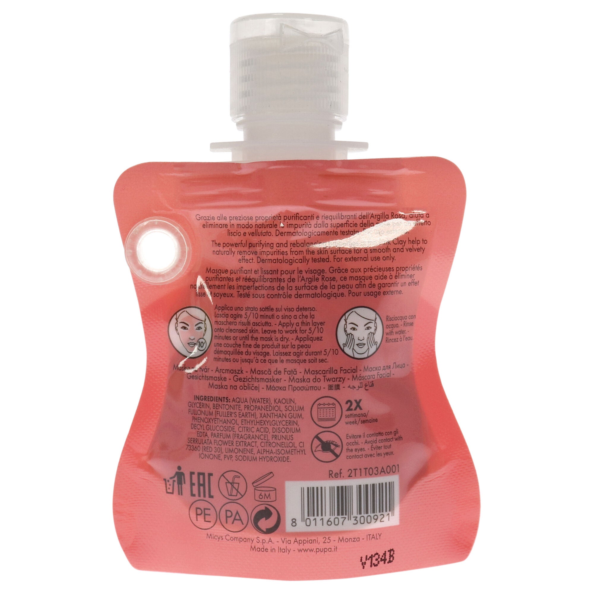 Purifying and Smoothing Face Mask - Pink Clay by Pupa Milano for Unisex - 1 oz Mask, See Description, alternate image number 1