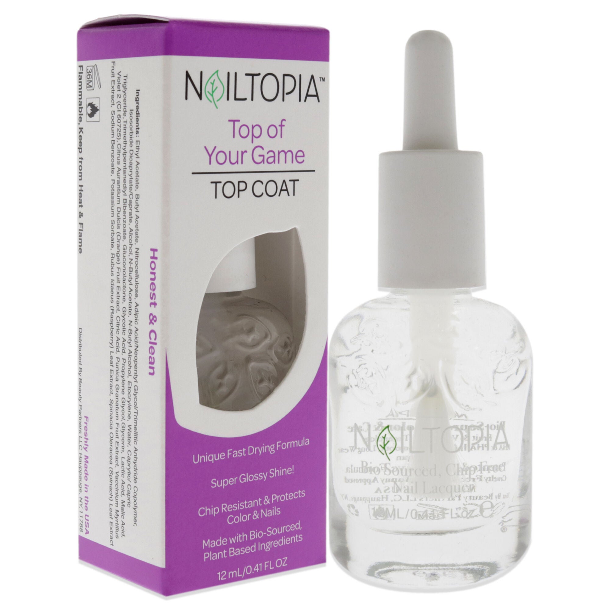 Bio-Sourced Chip Free Top Coat - Top Of Your Game by Nailtopia for Women - 0.41 oz Nail Polish, See Description, alternate image number 2
