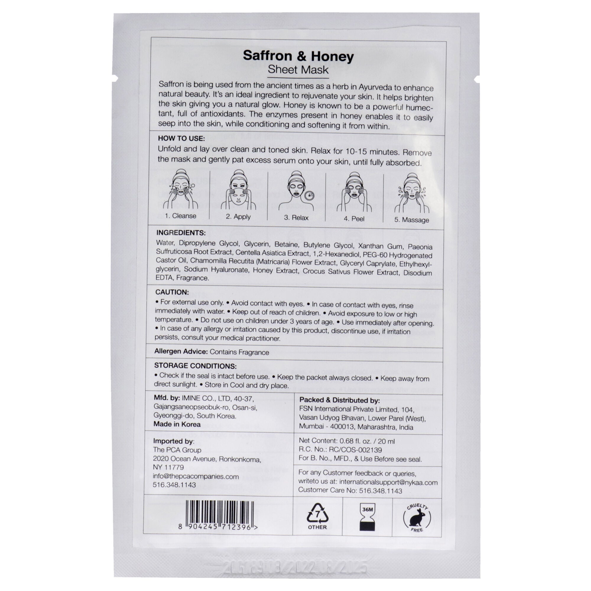 Skin Secrets Sheet Mask - Saffron and Honey by Nykaa Naturals for Women - 1 Pc Mask, , alternate image number 4