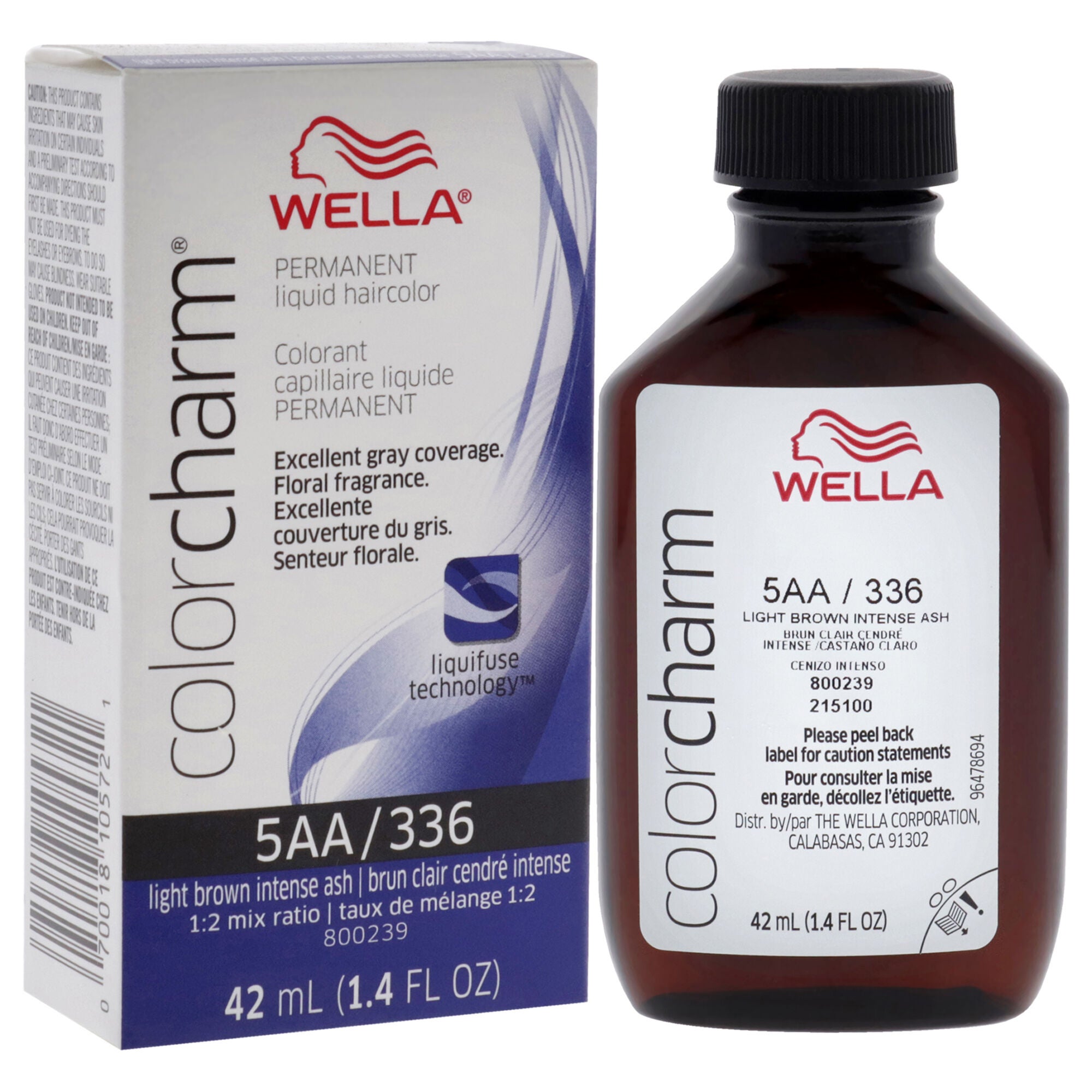 Color Charm Permanent Liquid Hair Color - 336 5AA Light Drab Brown by Wella for Unisex - 1.42 oz Hair Color, See Description, alternate image number 2