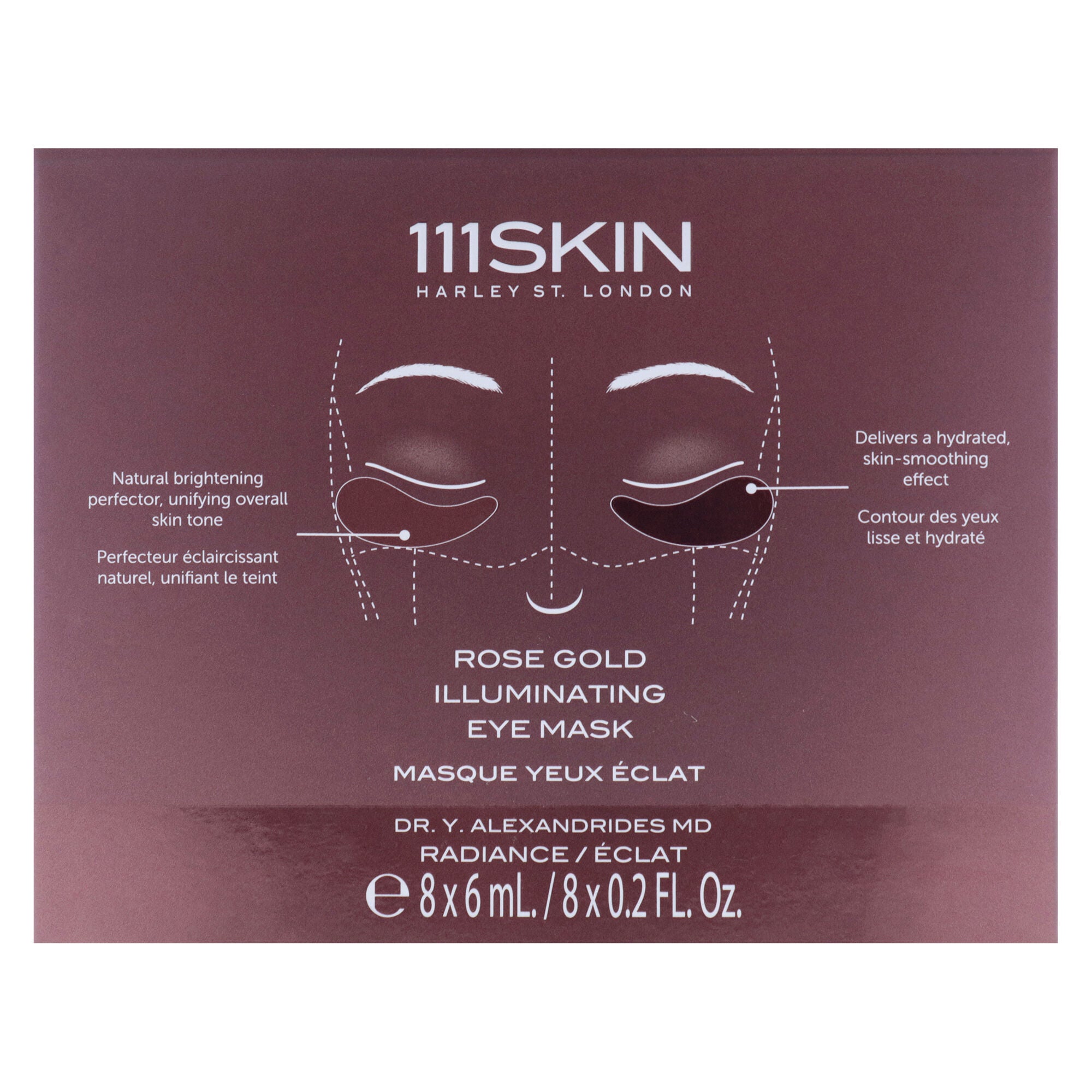 Rose Gold Illuminating Eye Mask by 111Skin for Unisex - 8 Pair Mask, Gold, alternate image number 4