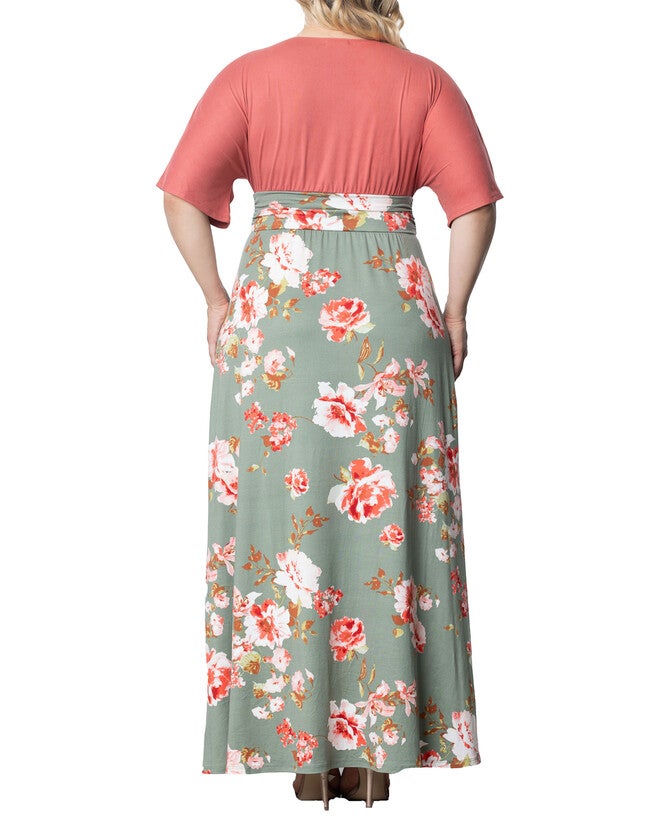 color block maxi dress with sleeves Eden Color Block Maxi dress