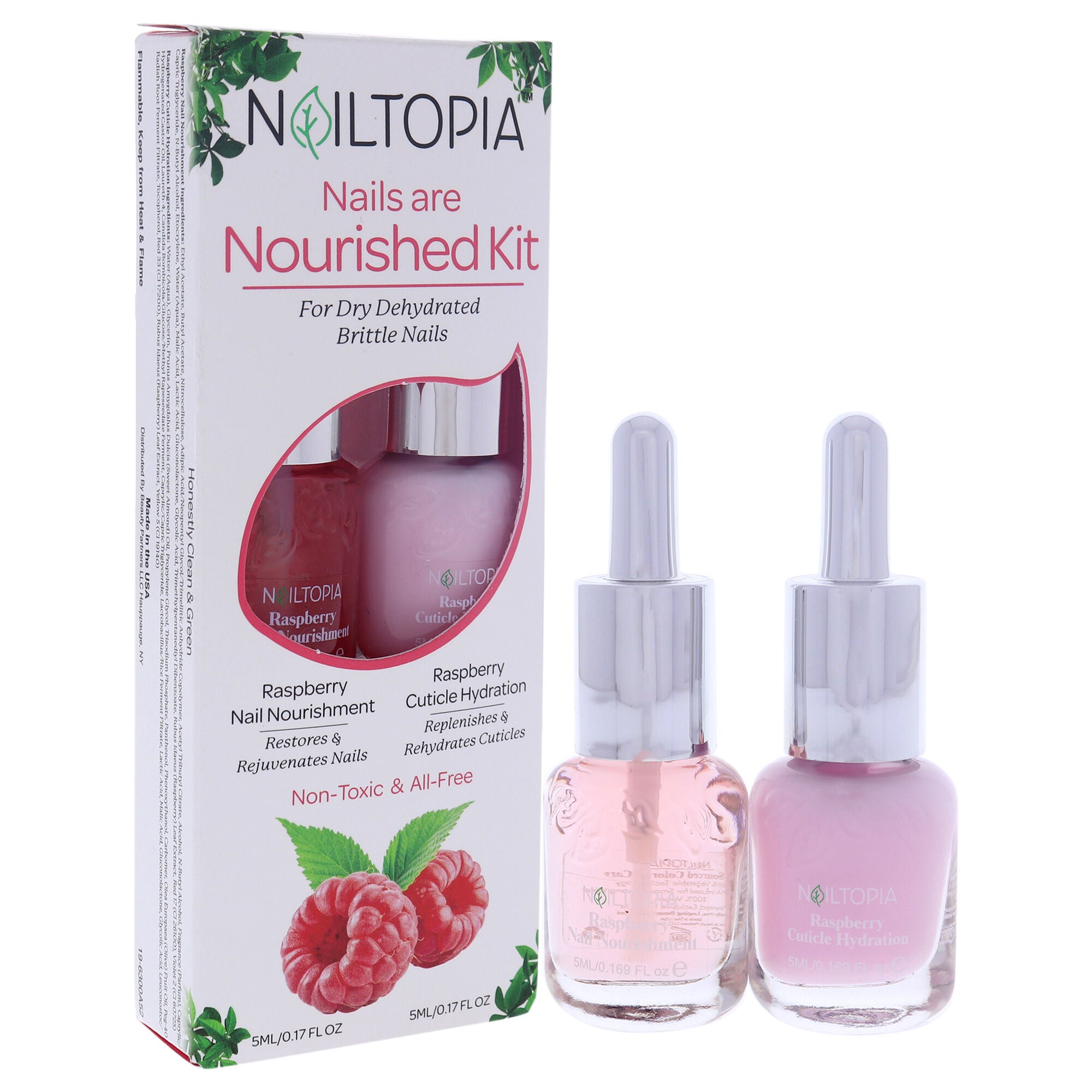 Nails are Nourished Kit by Nailtopia for Women - 2 Pc Kit 0.17oz Nail Nourishment Raspberry, 0.17oz Cuticle Hydration Raspberry, See Description, alternate image number 2