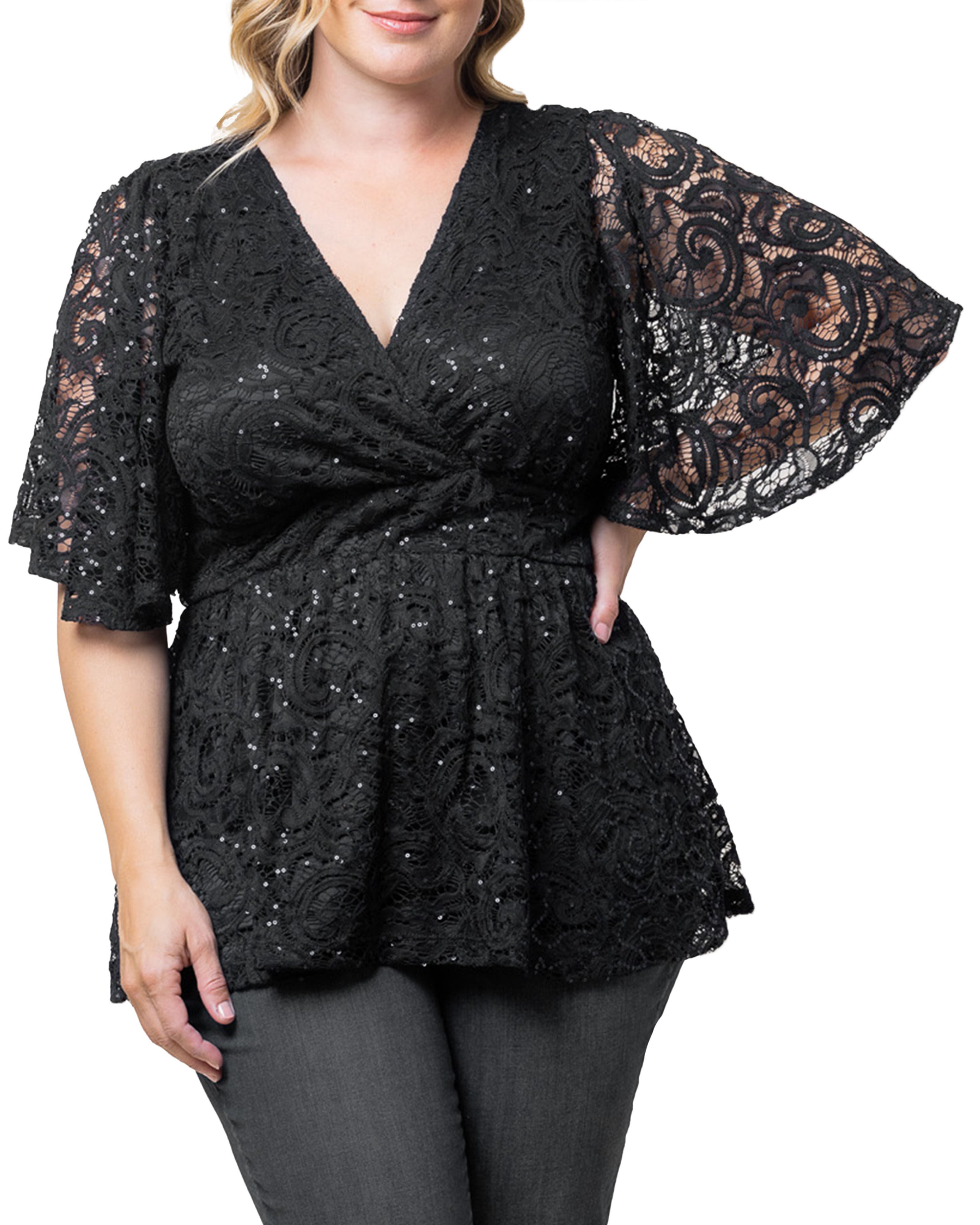 Stardust Sequin Lace Top, ONYX / Black, alternate image number 2