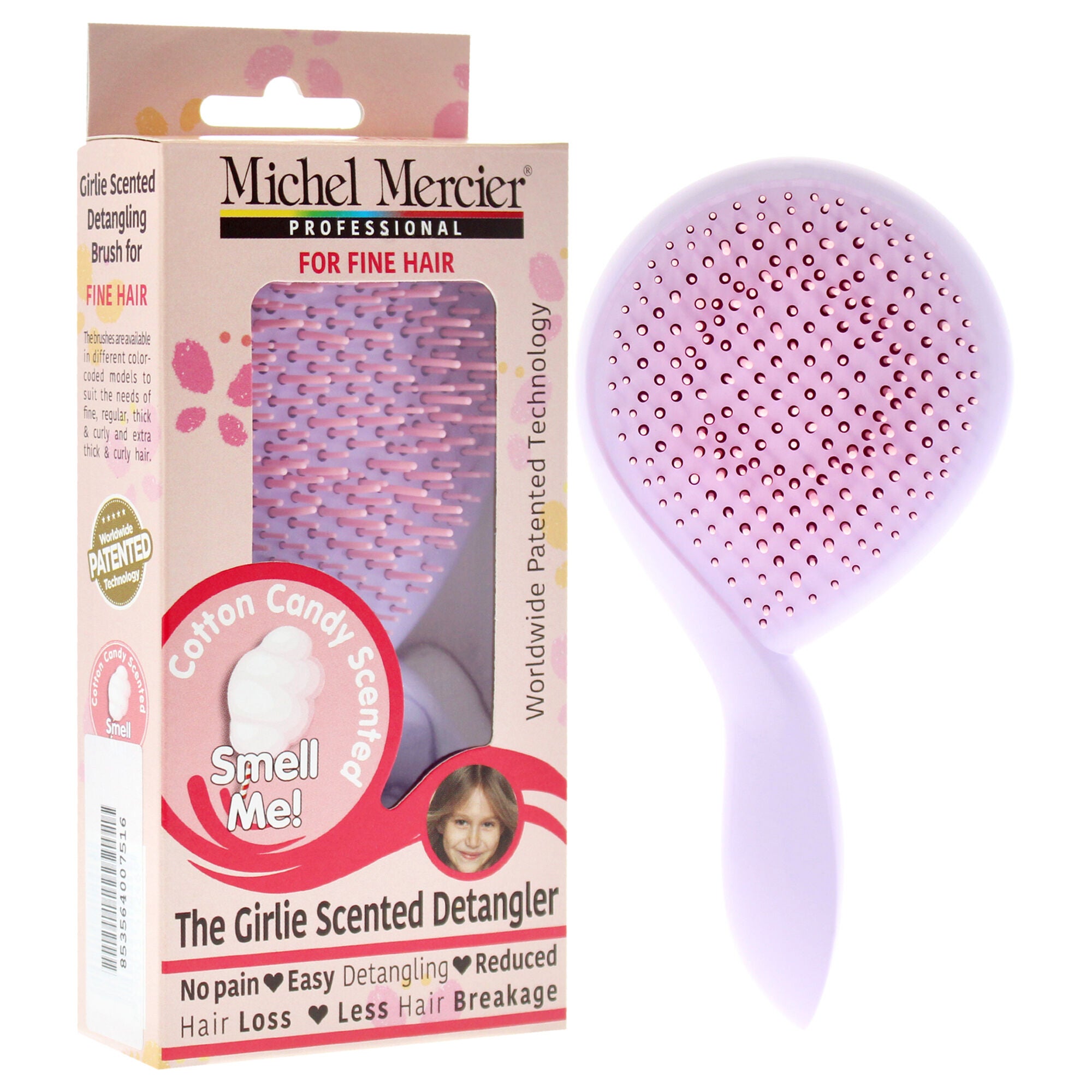 The Girlie Scented Detangler Brush Cotton Candy Fine Hair - Purple-Pink by Michel Mercier for Women - 1 Pc Hair Brush, See Description, alternate image number 1