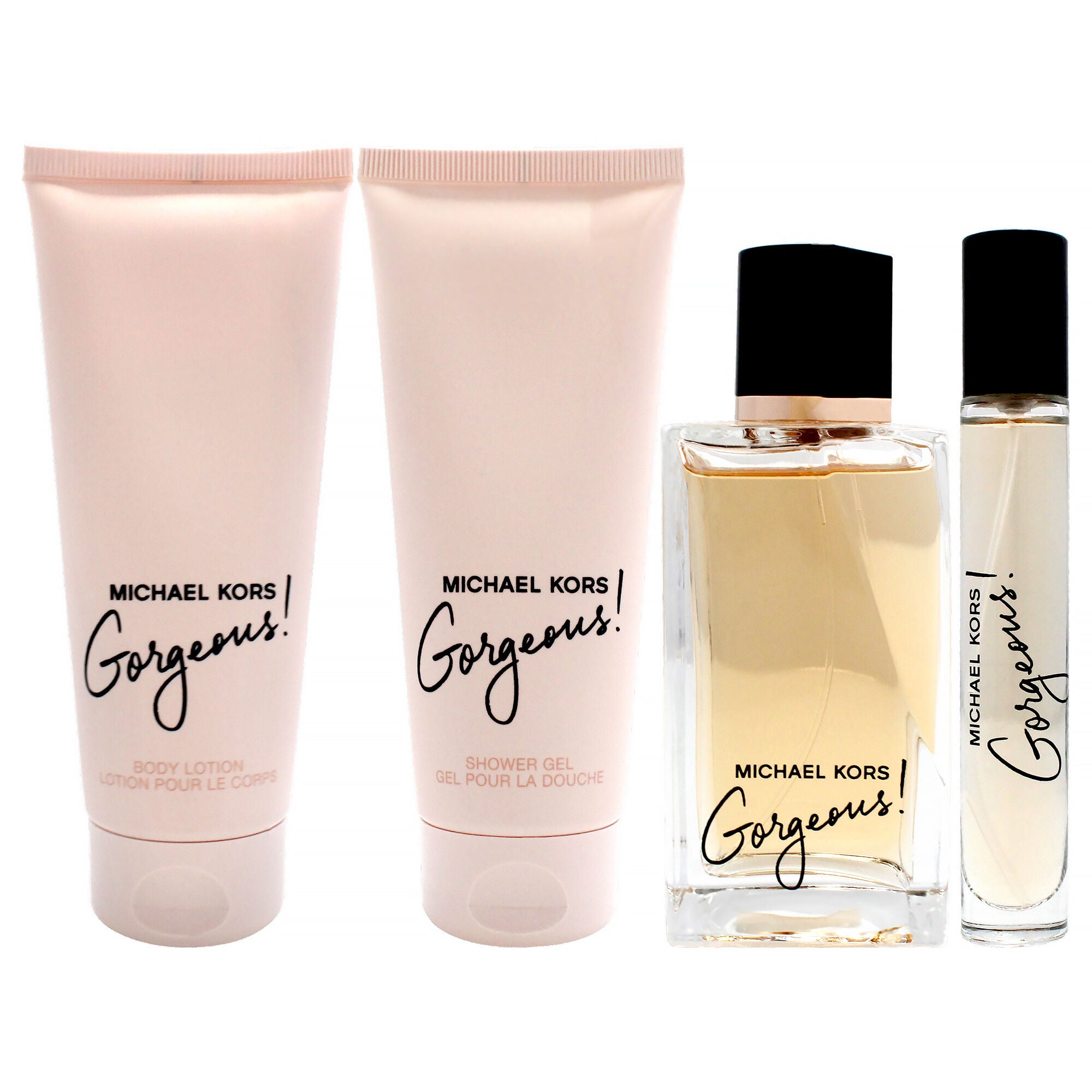 Gorgeous by Michael Kors for Women - 4 Pc Gift Set 3.4oz EDP Spray, 0.3oz EDP Spray, 3.4oz Body Lotion, 3.4oz Shower Gel, Clear, alternate image number 1
