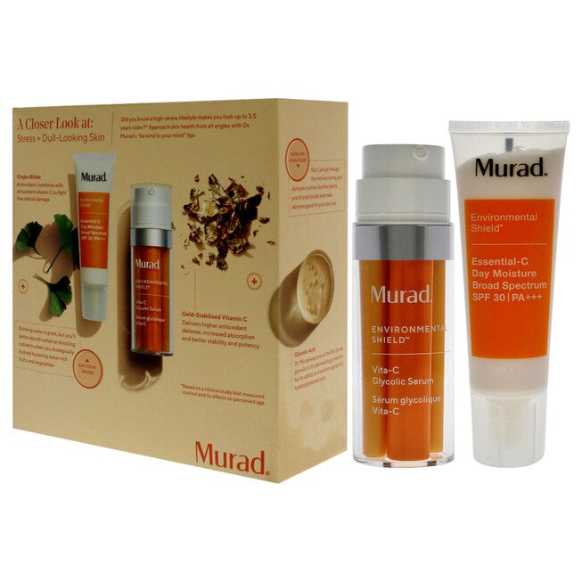 Under The Microscope The Power Brighteners Kit by Murad for Women - 2 Pc 1oz Vitamin C Glycolic Serum, 1.7oz Essential C Day Moisture SPF 30, , alternate image number null