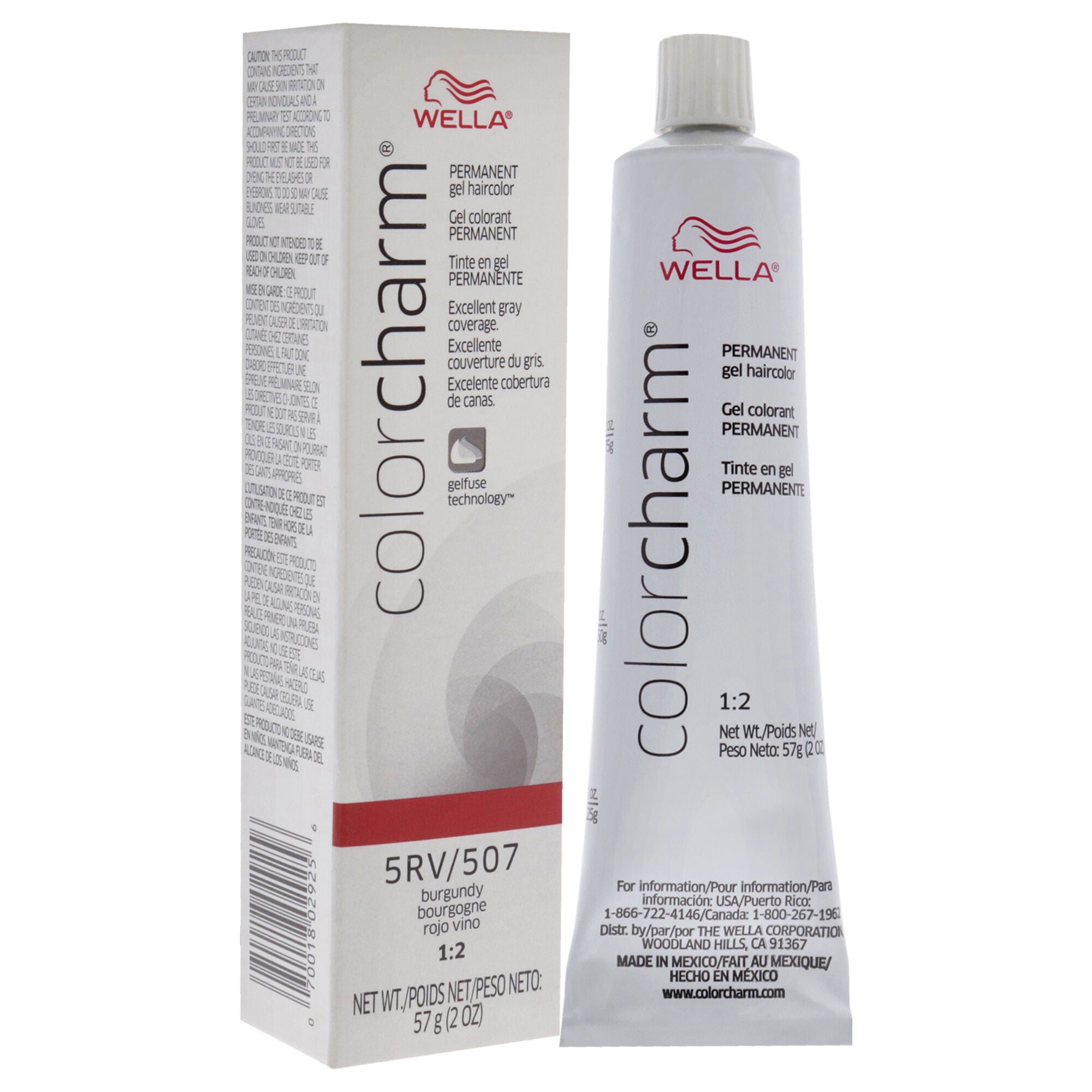 Color Charm Permanent Hair Color Gel - 5RV 507 Burgundy by Wella for Unisex - 2 oz Hair Color, See Description, alternate image number 1