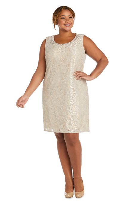 Lace Shift and Sheer Jacket Set with Pearl Embellishments, , alternate image number null