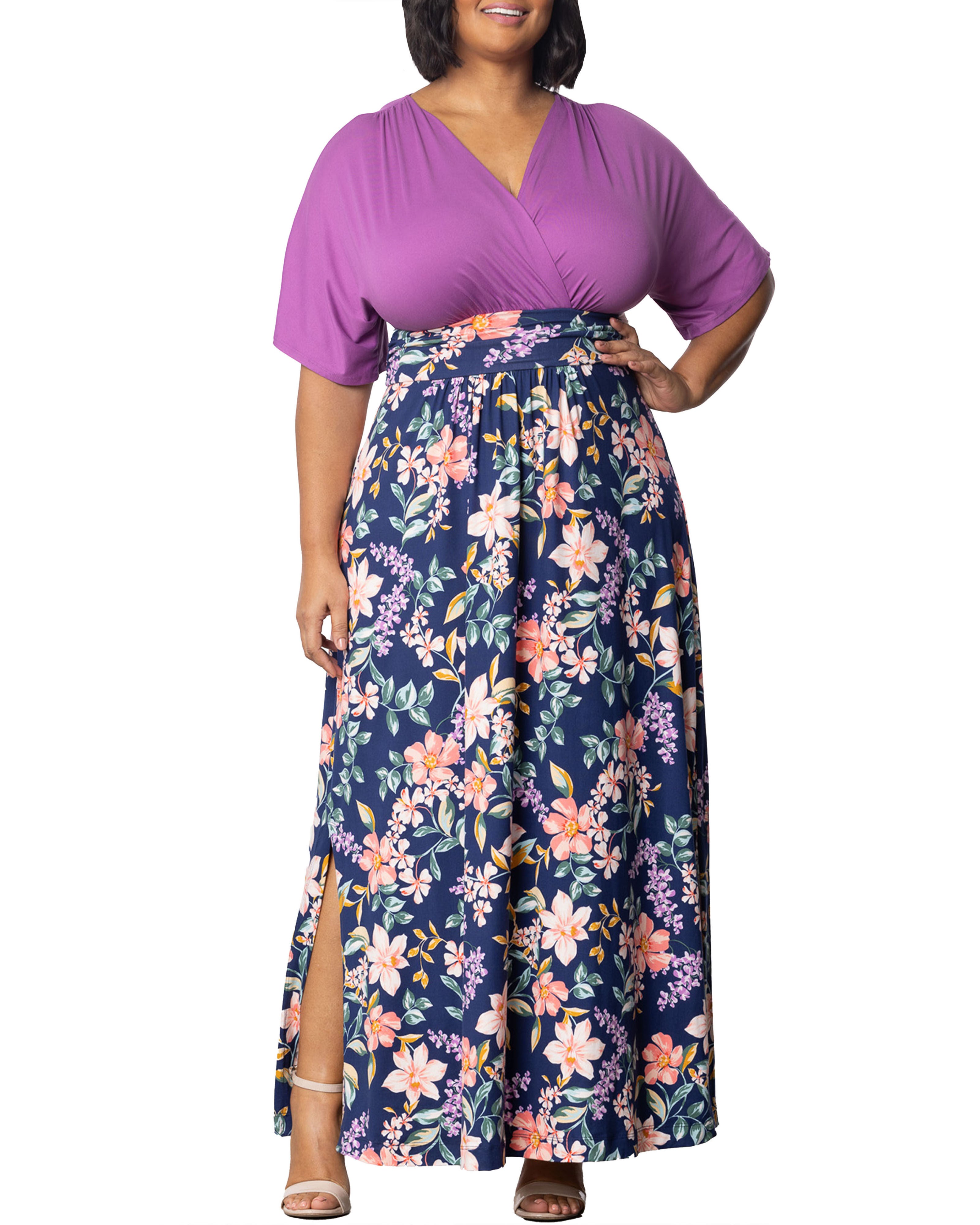 Havana Color Block Maxi Dress, NAVY BLOSSOM PRINT / Navy, hi-res image number 0