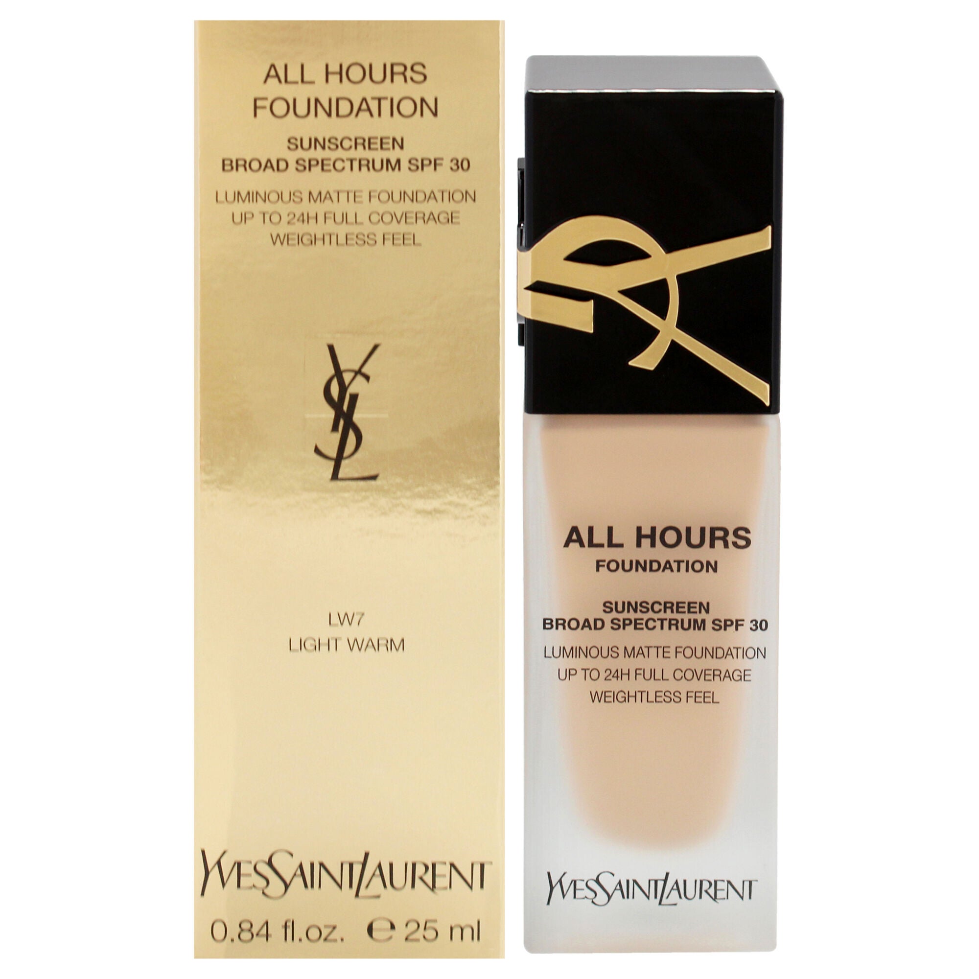 All Hours Foundation SPF 30 - LW7 Light Warm by Yves Saint Laurent for Women - 0.84 oz Foundation, See Description, hi-res image number 0